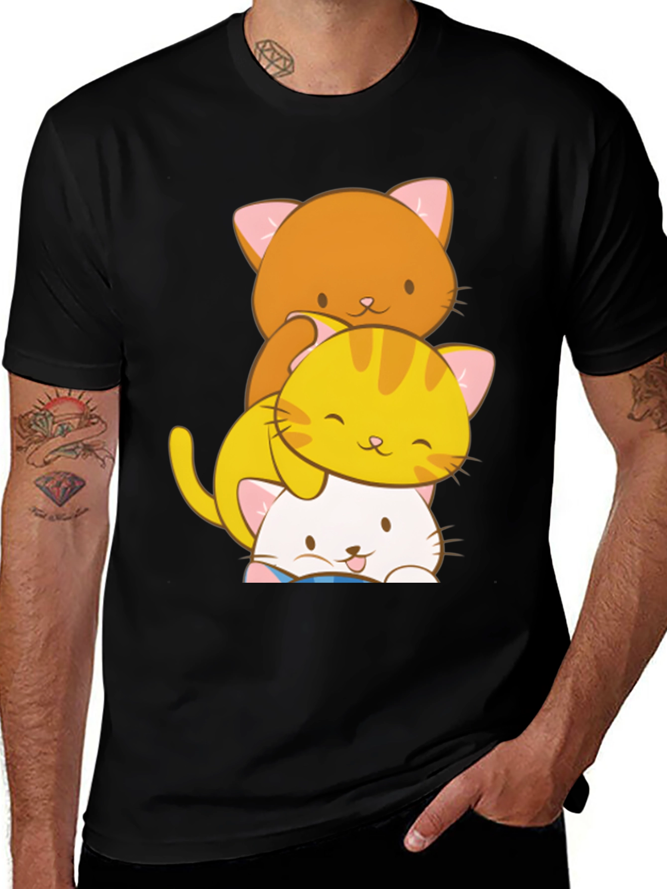 Variant 22 of Stacked Cats Graphic T-Shirt - Purrfect Style