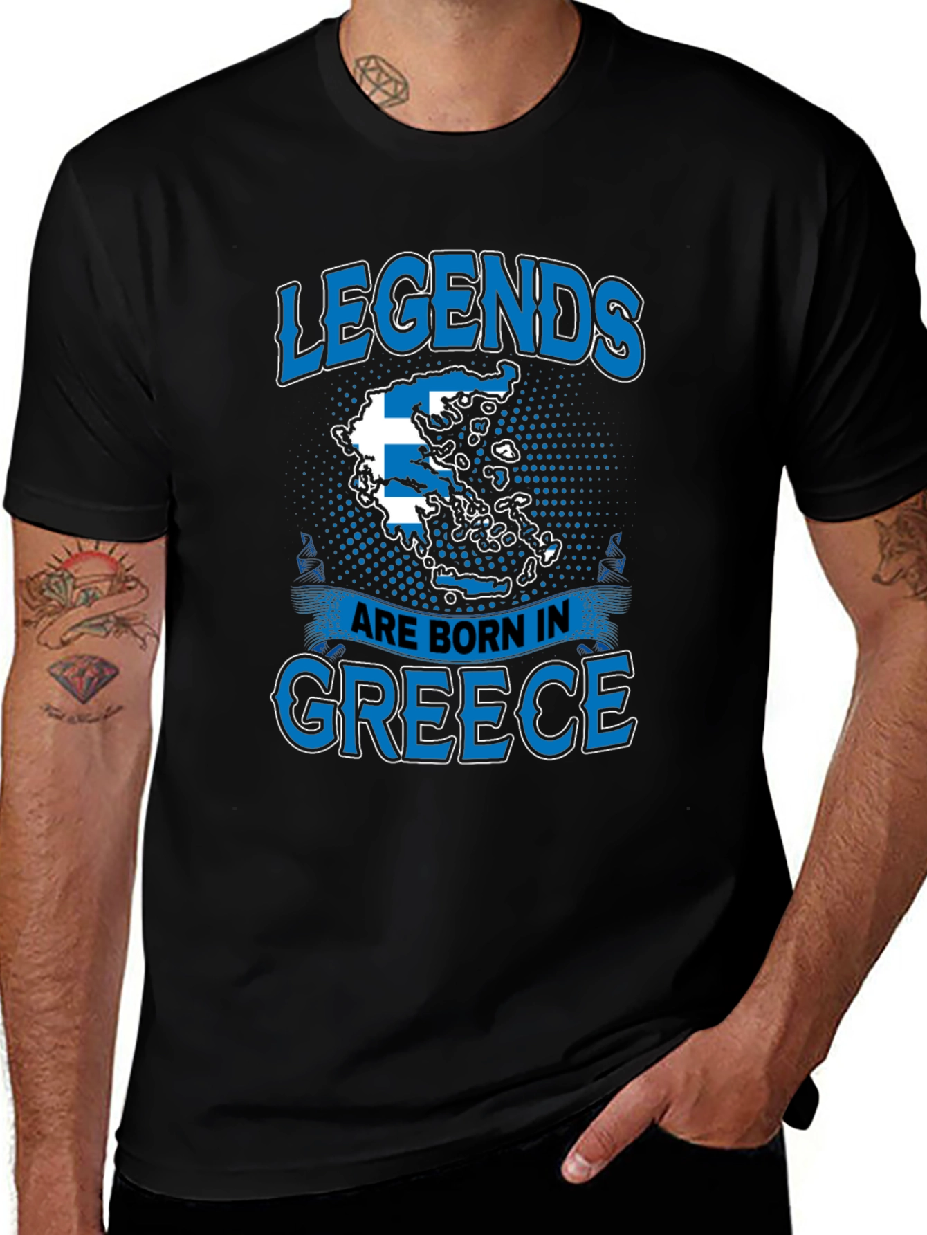 Legends Are Born In Greece Black T-Shirt