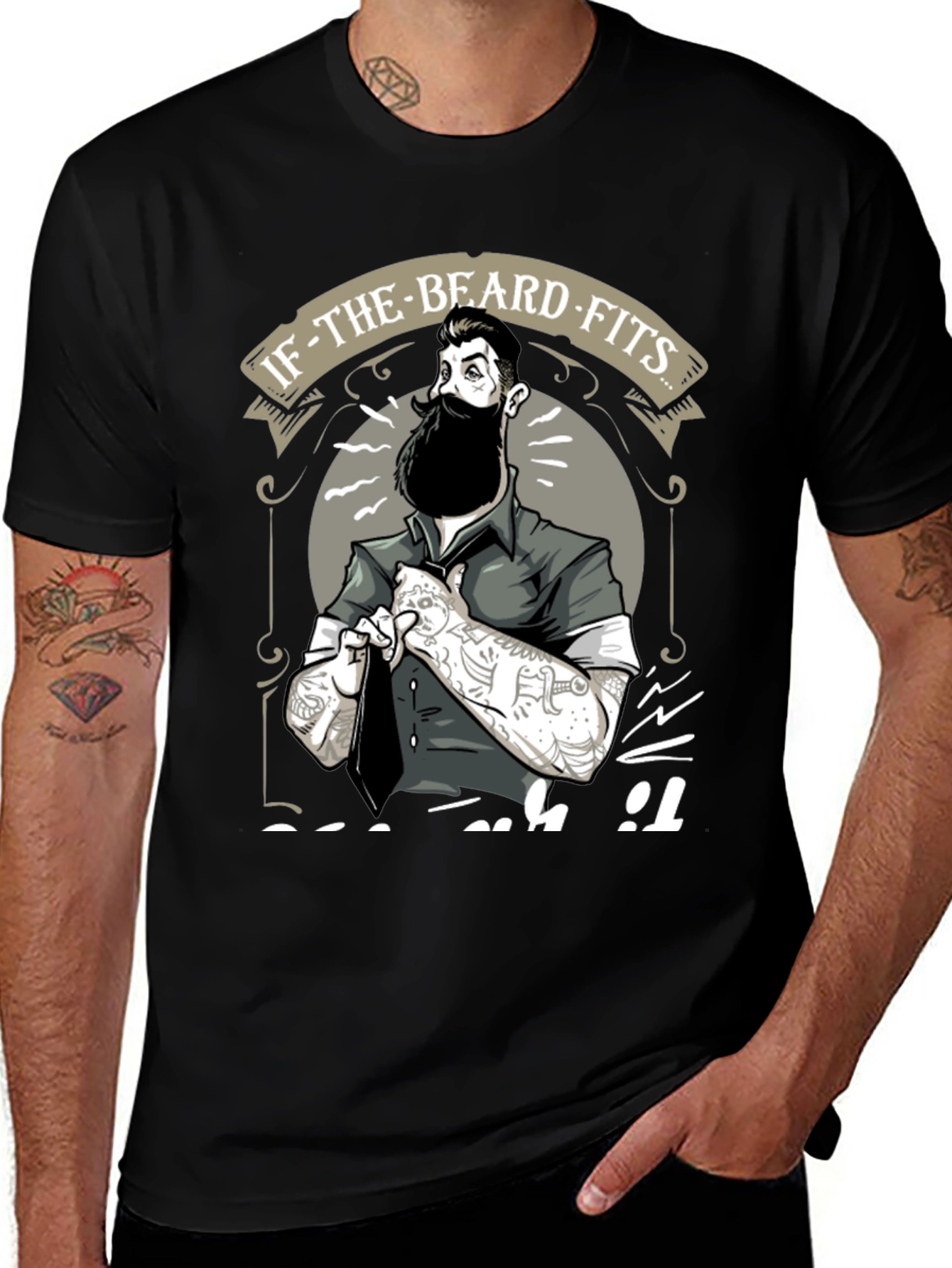 Variant 25 of Bearded Man T-Shirt - If The Beard Fits
