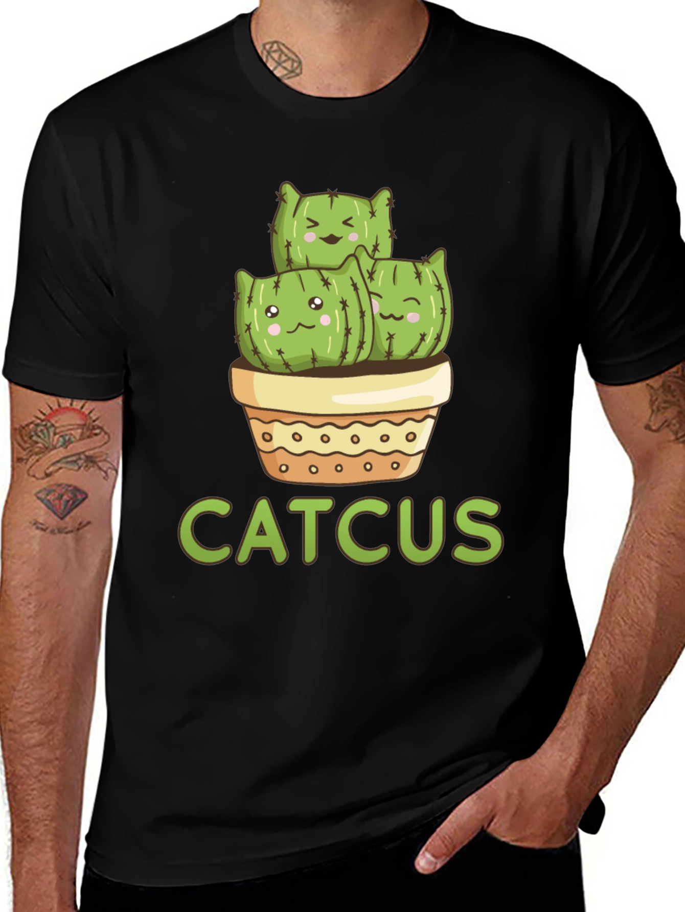 Catcus T-Shirt - Cute Cartoon Cactus Cat Tee