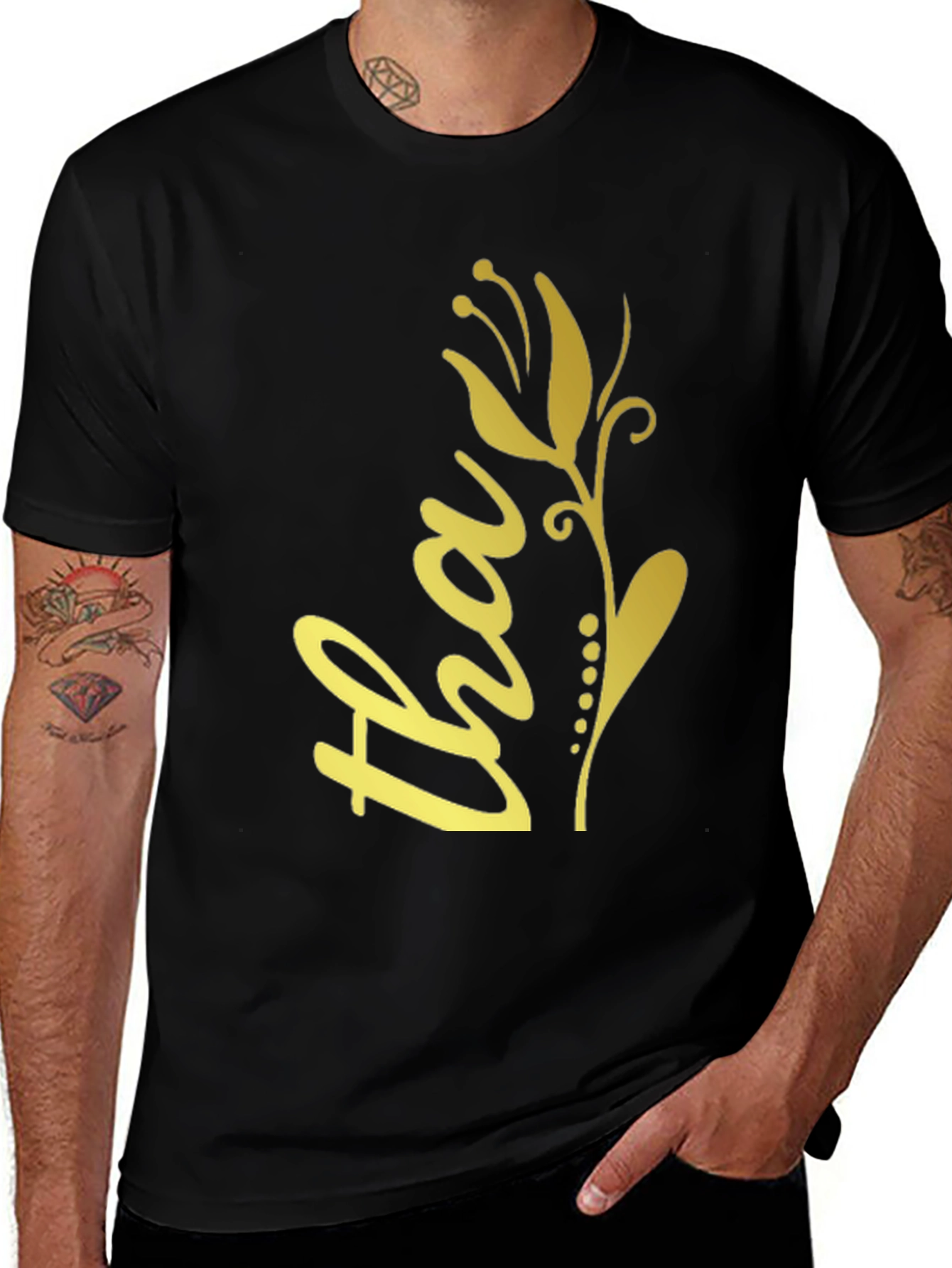 Variant 24 of Elegant Black T-Shirt with Floral Design