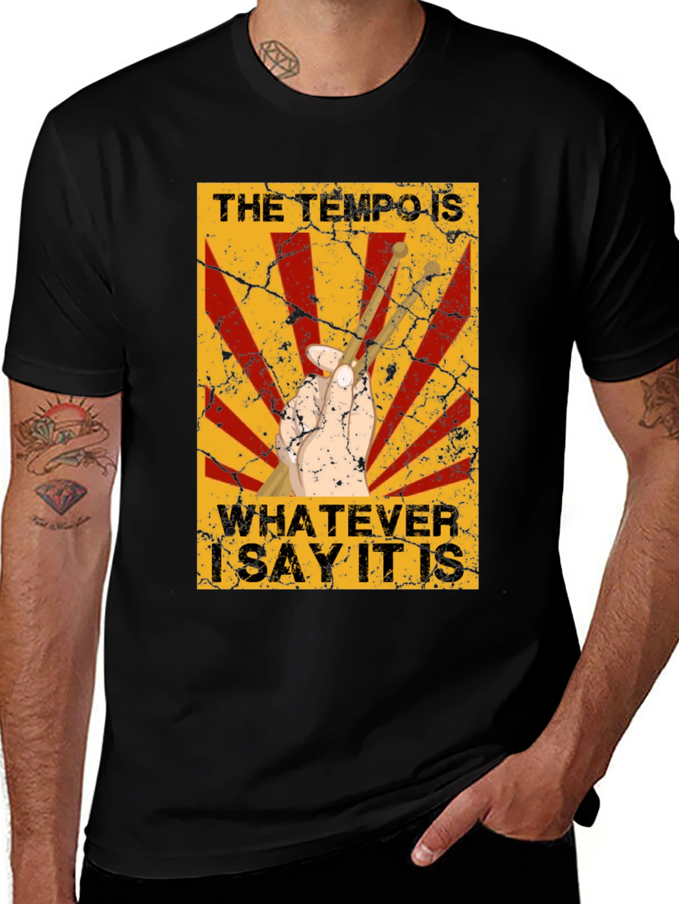 Variant 24 of Tempo Drummer T-Shirt - Funny Music Tee