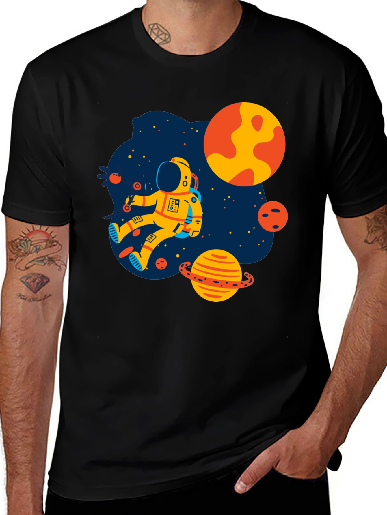 Space Explorer Black T-Shirt - Graphic Tee