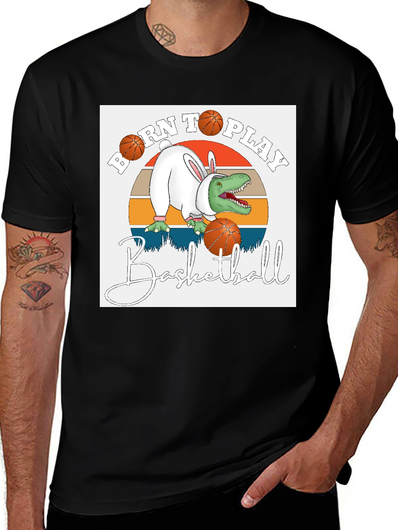 Variant 29 of Dinosaur in Bunny Suit Basketball T-Shirt