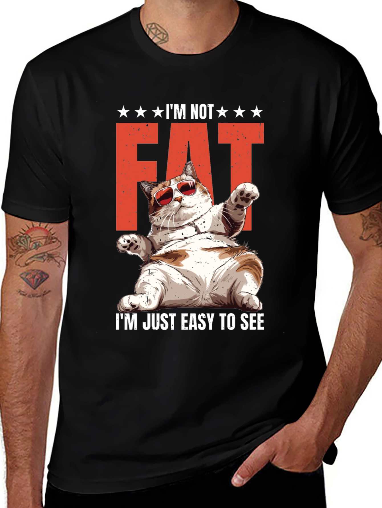 Variant 7 of Funny Cat T-Shirt: I'm Not Fat, I'm Easy To See!