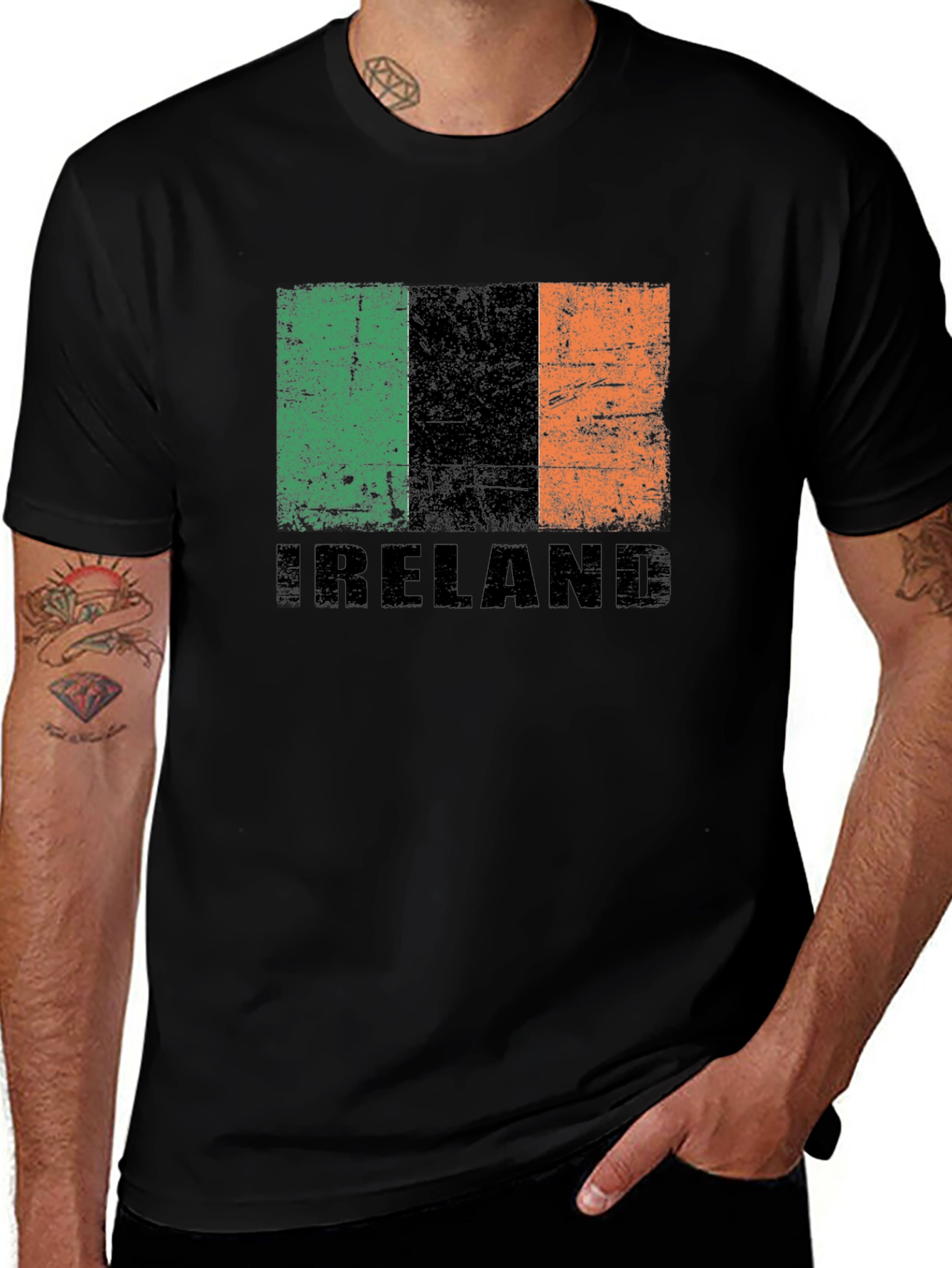 Ireland Flag Graphic Black T-Shirt