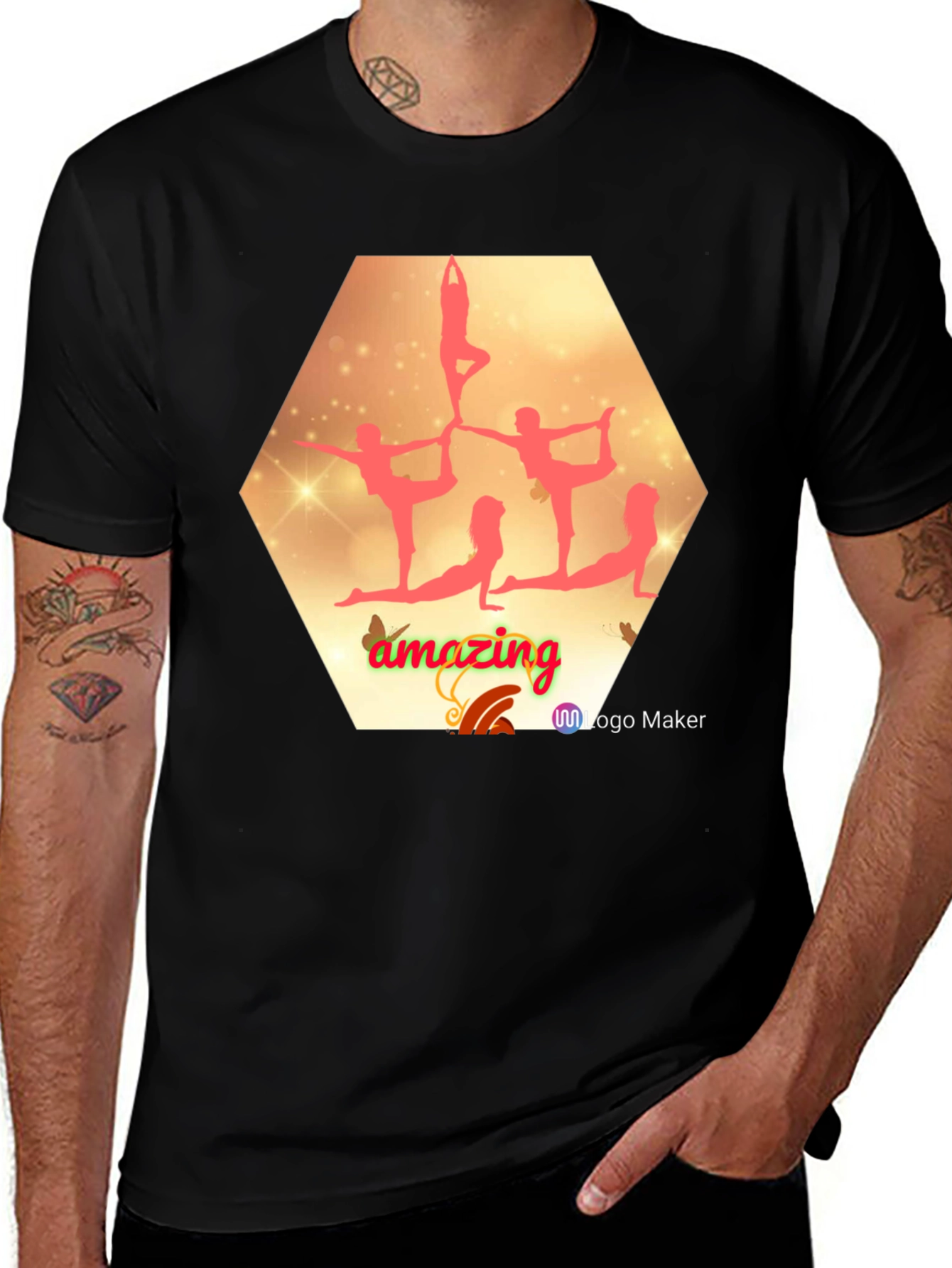 Variant 3 of Yoga Amazing Men's Black Graphic T-Shirt