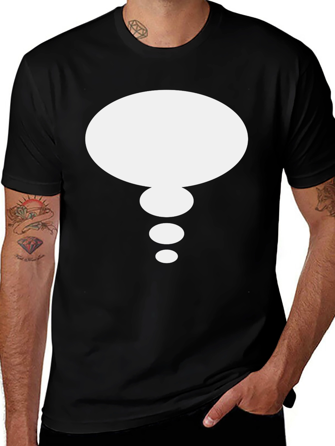 Variant 9 of Thought Bubble Graphic Tee - Black Cotton Casual Shirt