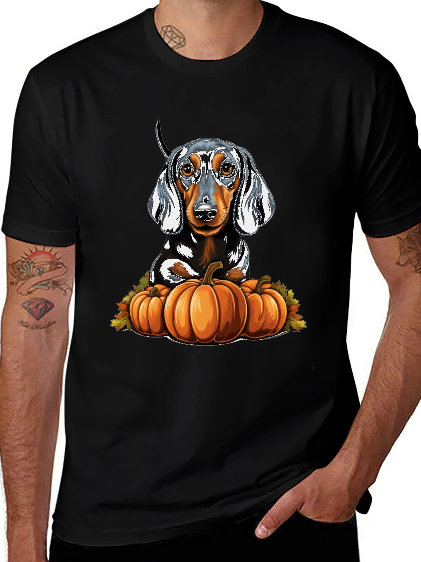 Variant 7 of Dachshund & Pumpkins Graphic Tee