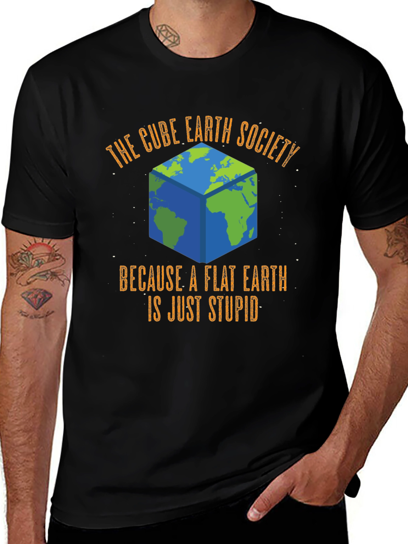 Variant 17 of Cube Earth Society Funny Graphic T-Shirt