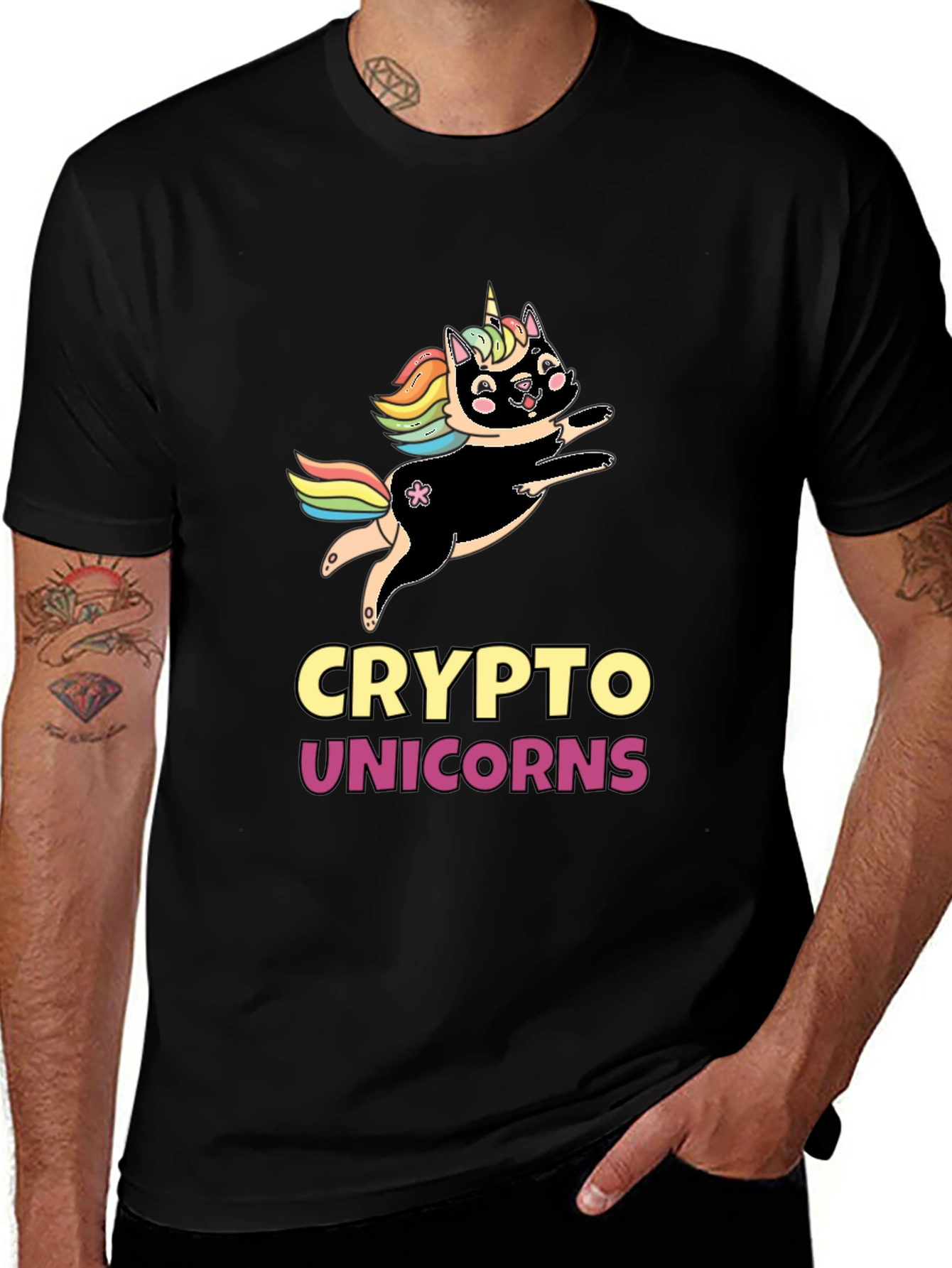 Black Crypto Unicorns Black T-Shirt main image