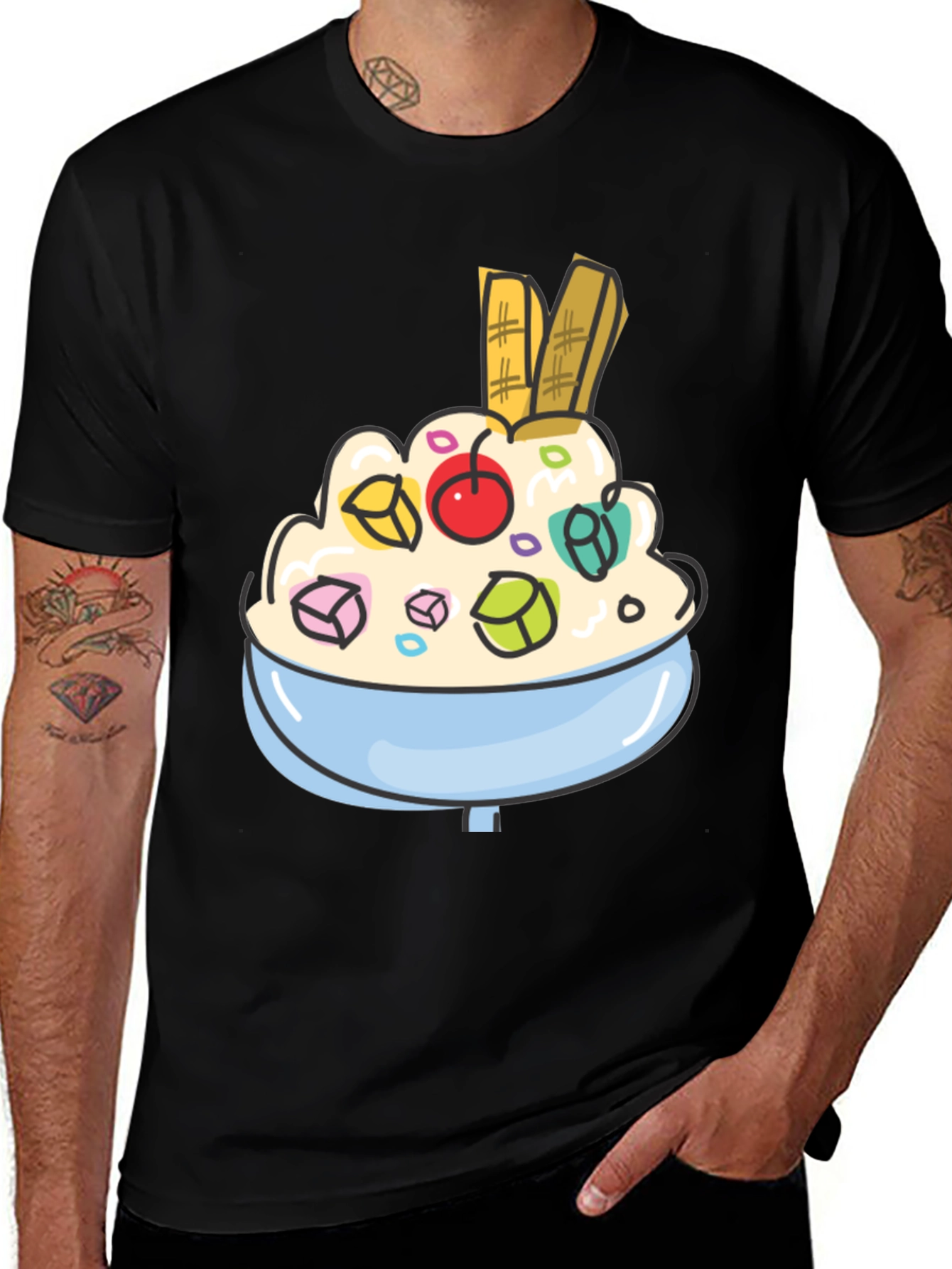 Variant 19 of Dessert Bowl Graphic Tee - Fun Food Shirt