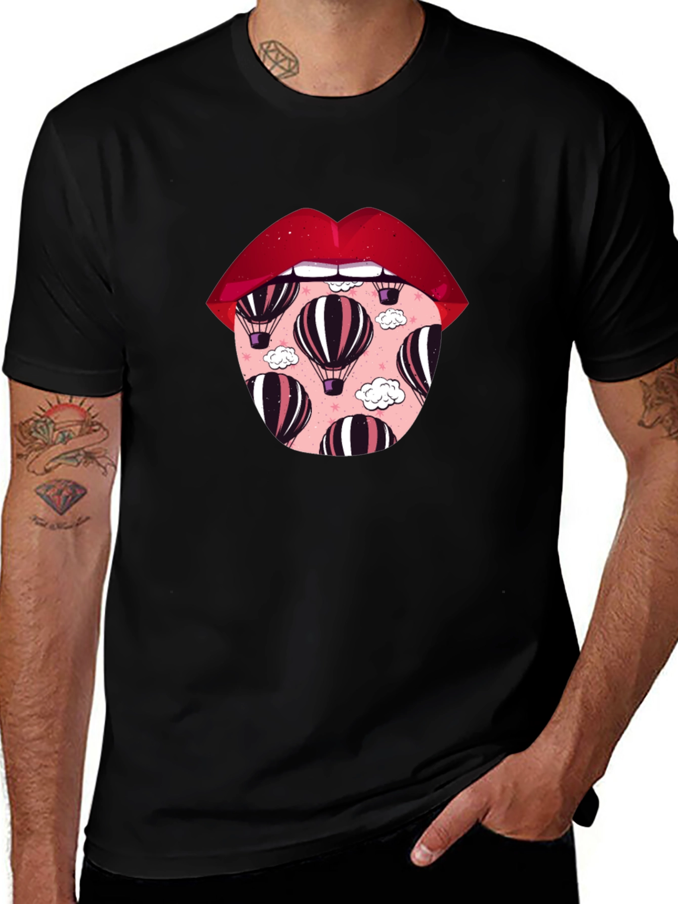 Variant 2 of Lips Hot Air Balloon Graphic Tee - Unisex