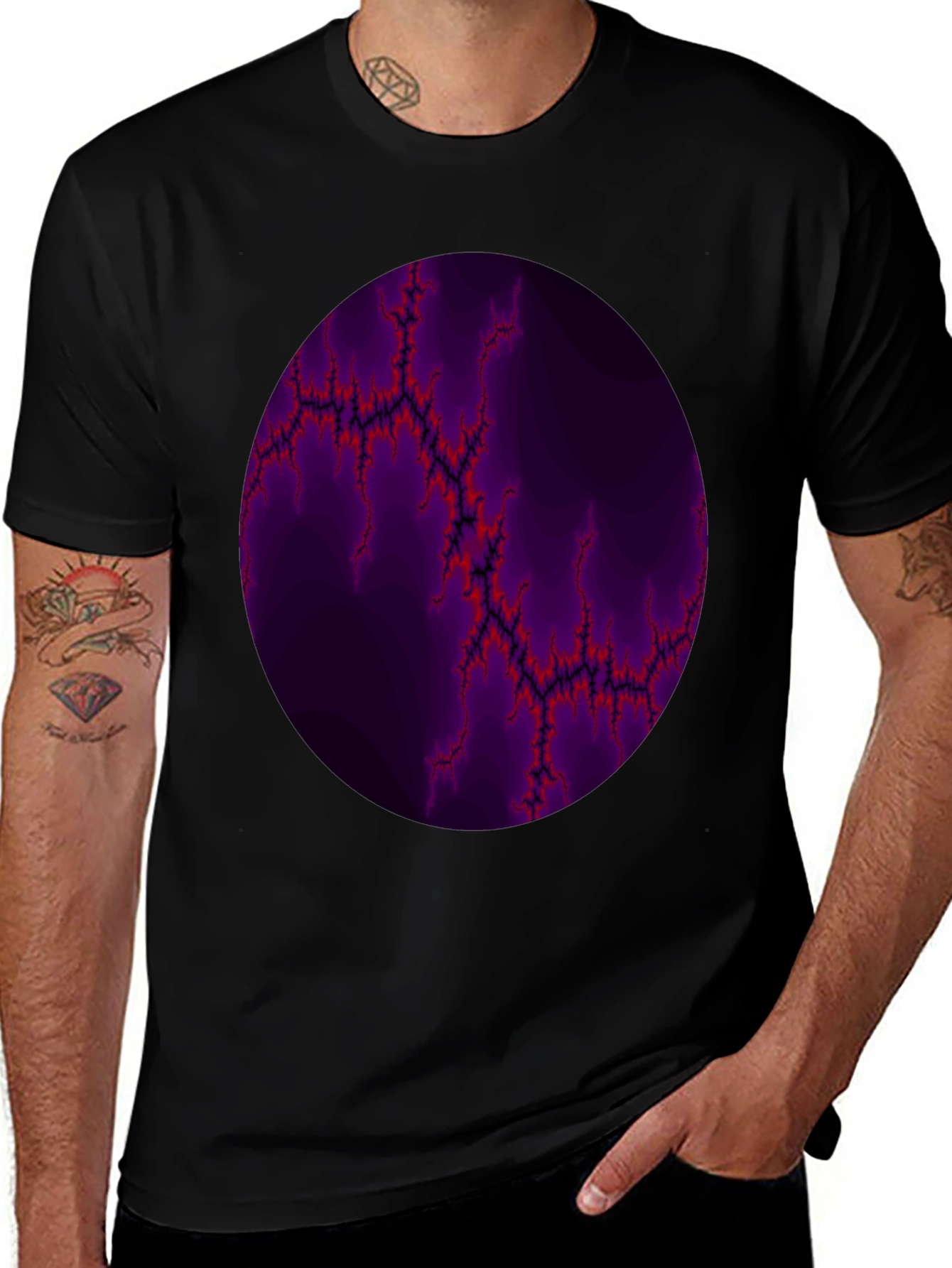 Variant 27 of Fractal Orb Graphic Tee - Bold Black T-Shirt