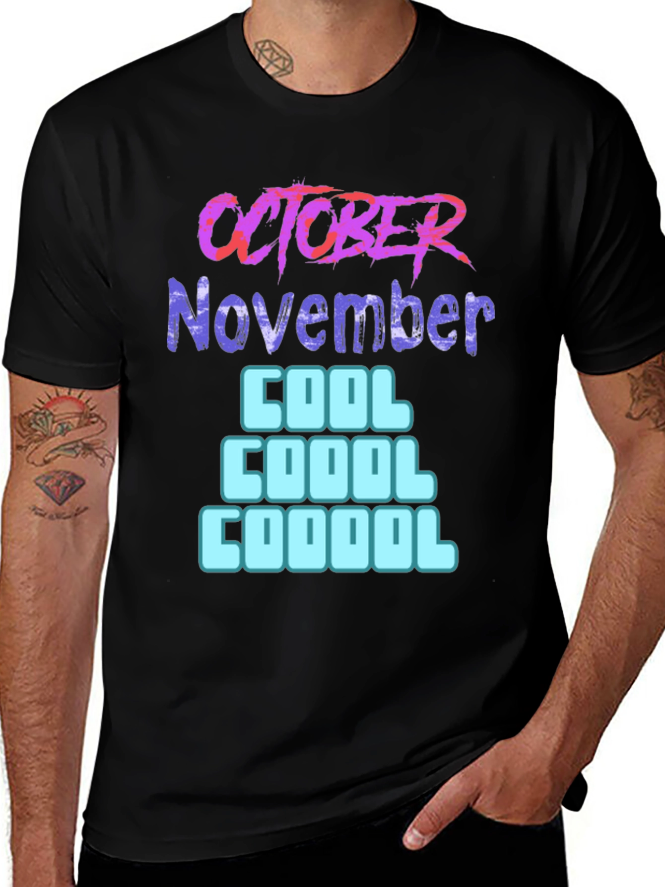 Black October November Cool Graphic T-Shirt main image