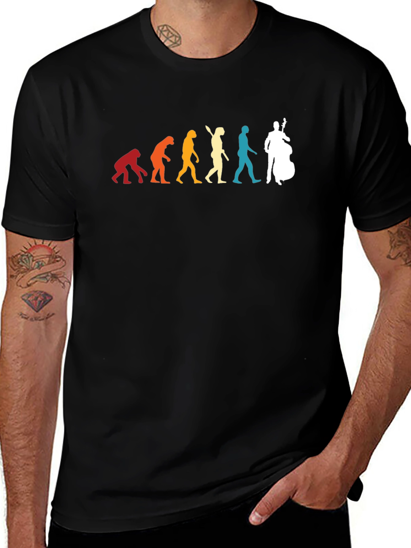 Variant 6 of Evolution of Man Bass Player T-Shirt - Music Lover Gift