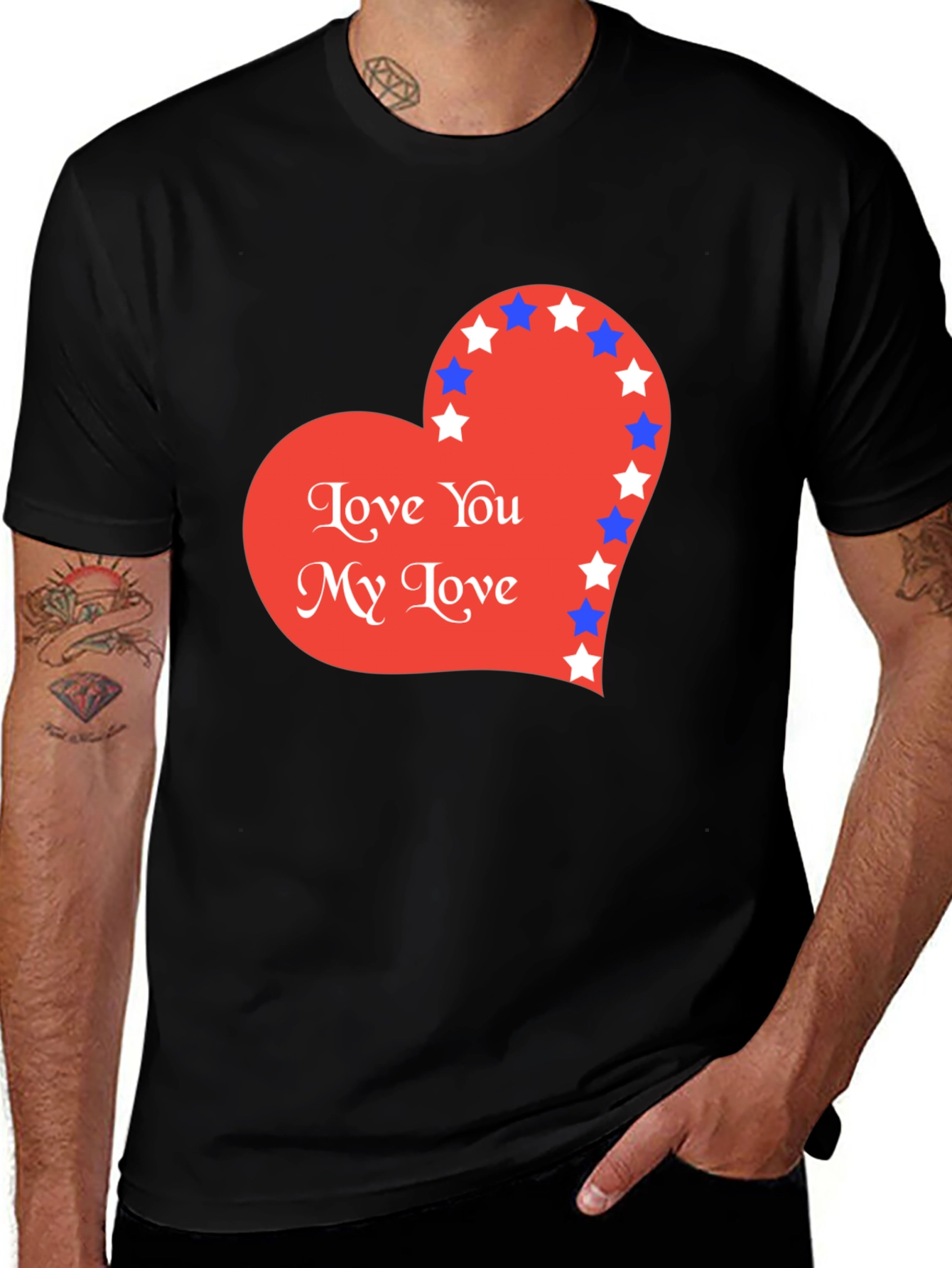 Variant 12 of Love You T-Shirt with Star Heart Graphic