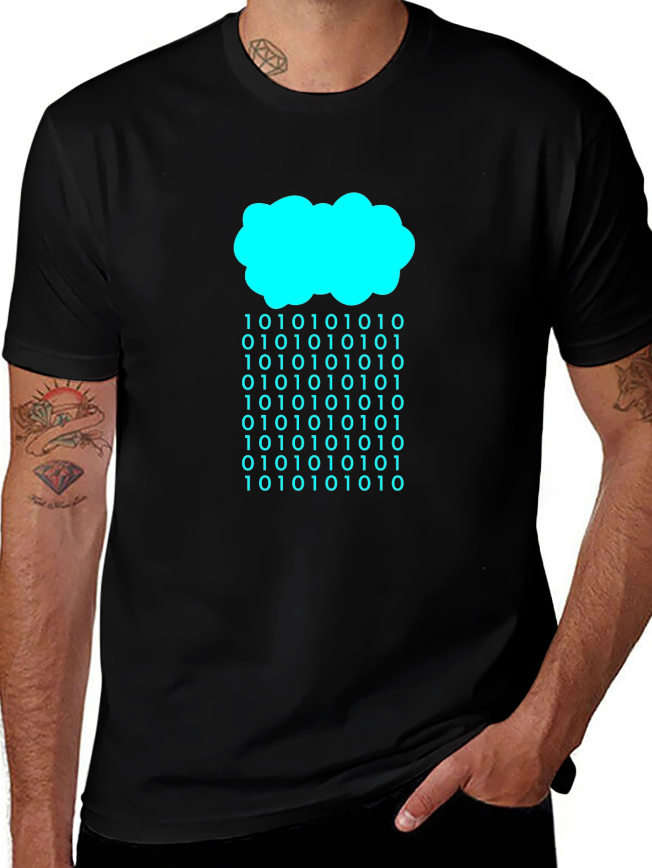 Variant 27 of Binary Cloud T-Shirt - Tech Inspired Graphic Tee