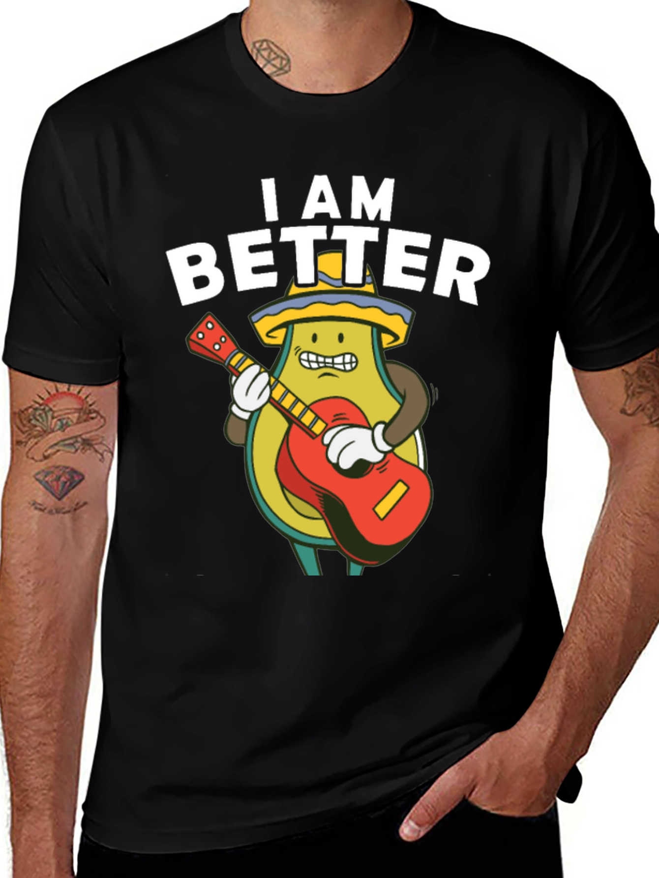 Variant 15 of I AM Better Avocado Guitar T-Shirt
