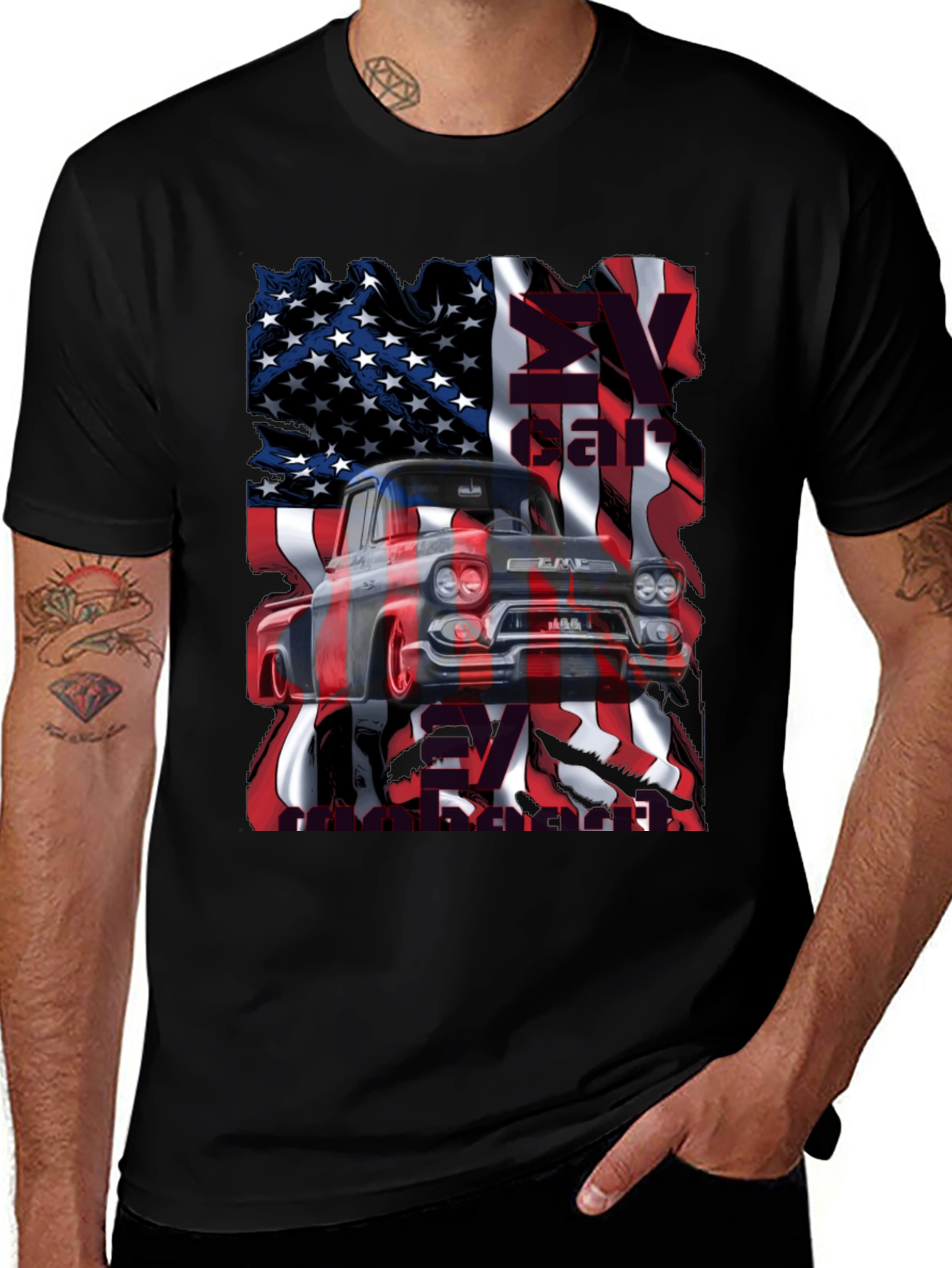Variant 20 of American Flag Truck T-Shirt