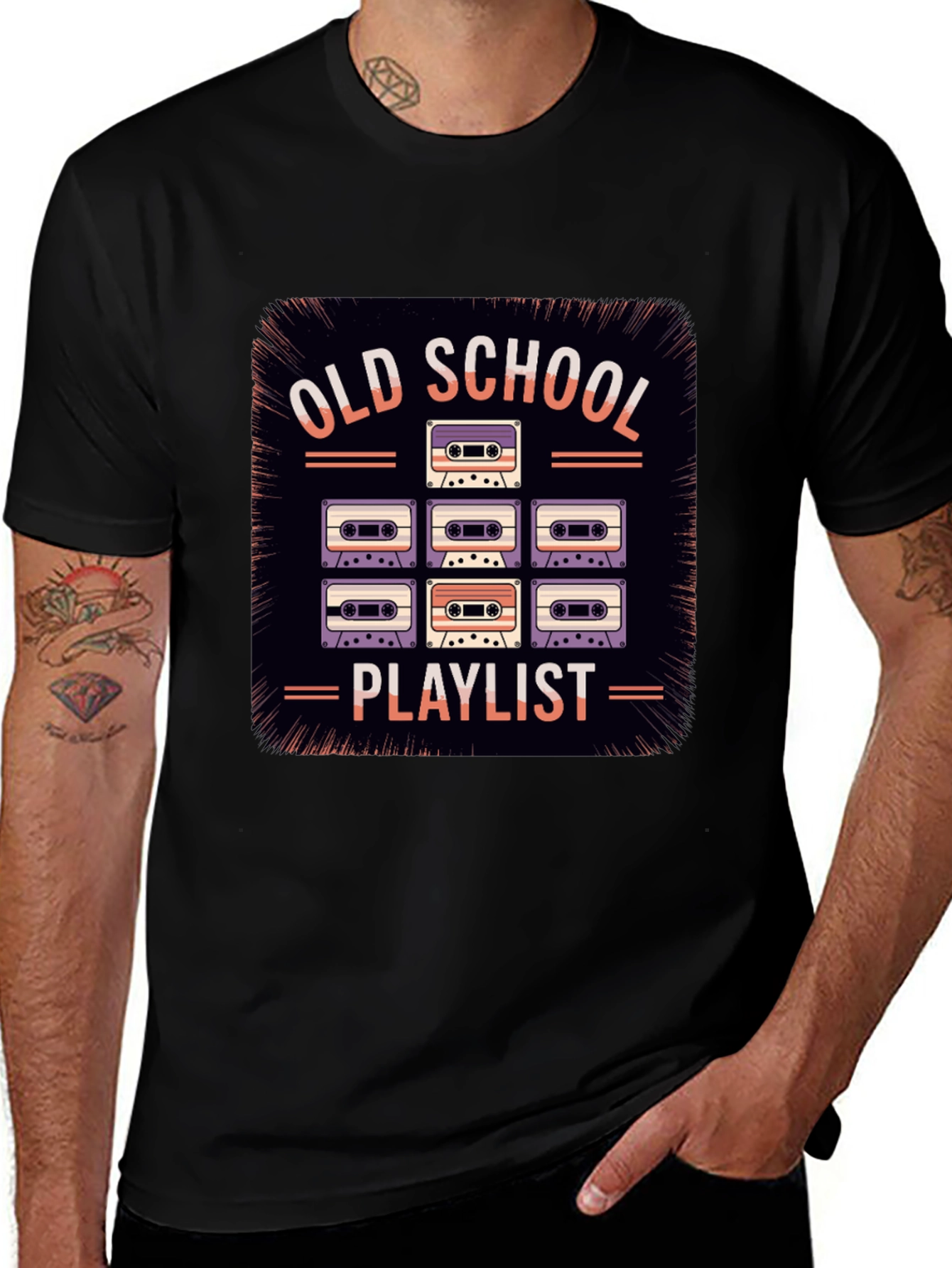 Variant 11 of Old School Playlist Cassette Tape Graphic Tee