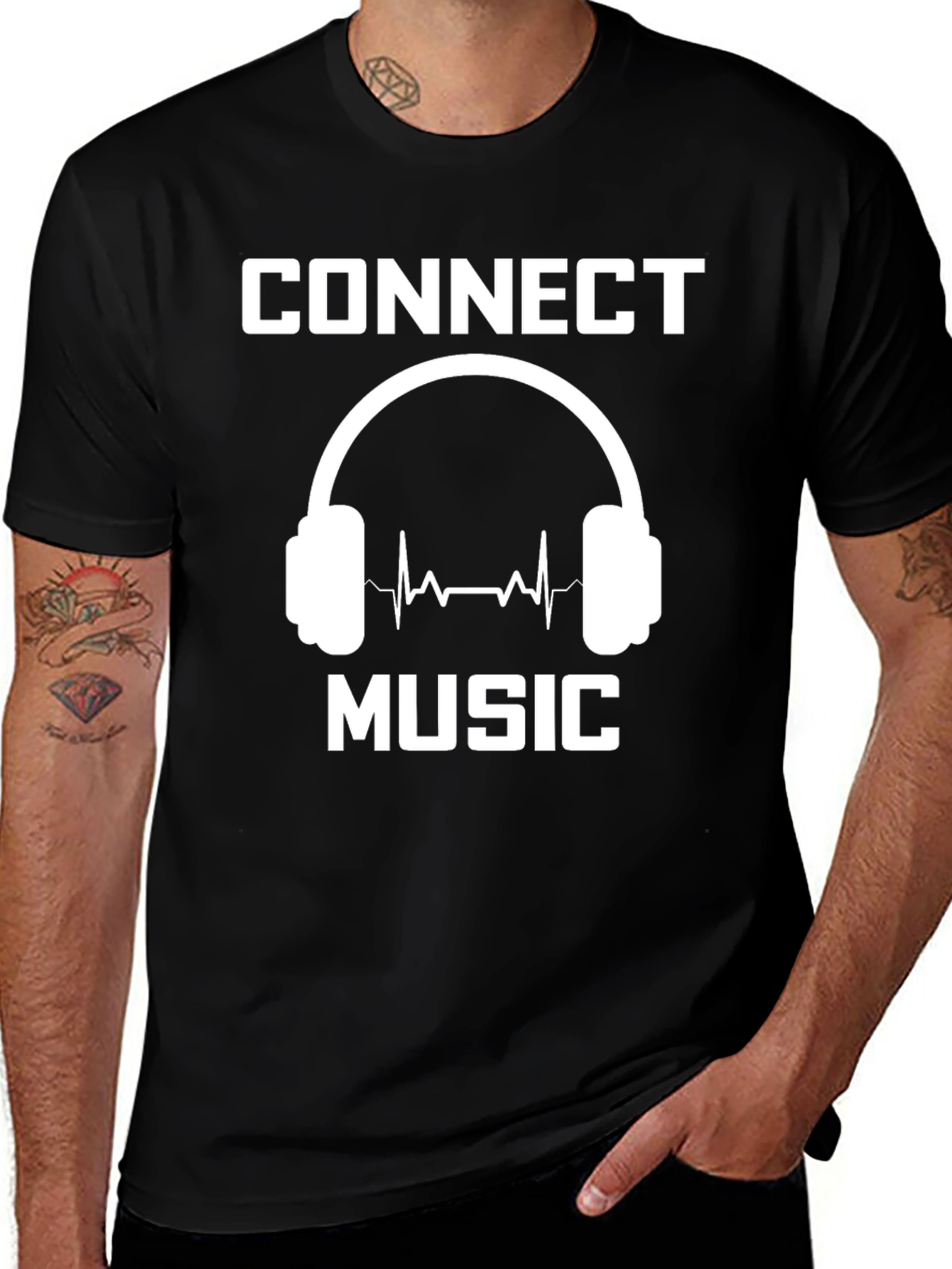 Variant 28 of Connect Music Graphic Tee - Cool Headphone Design