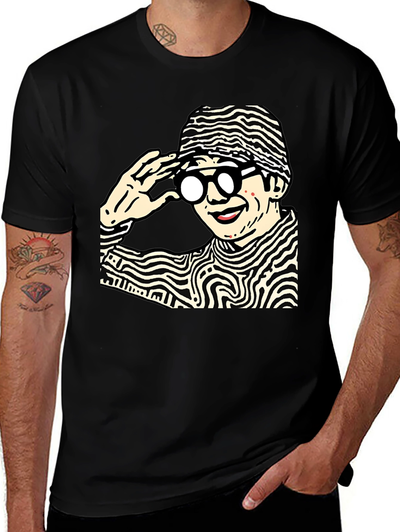 Variant 11 of Funky Graphic Print Black Cotton T-Shirt