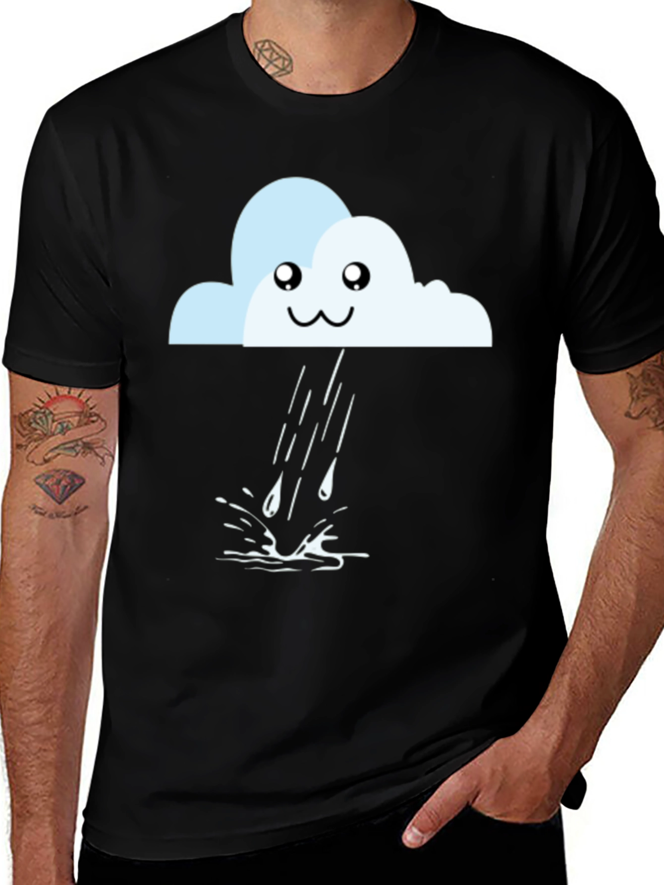 Variant 15 of Rain Cloud Graphic Tee - Soft Black Cotton Blend