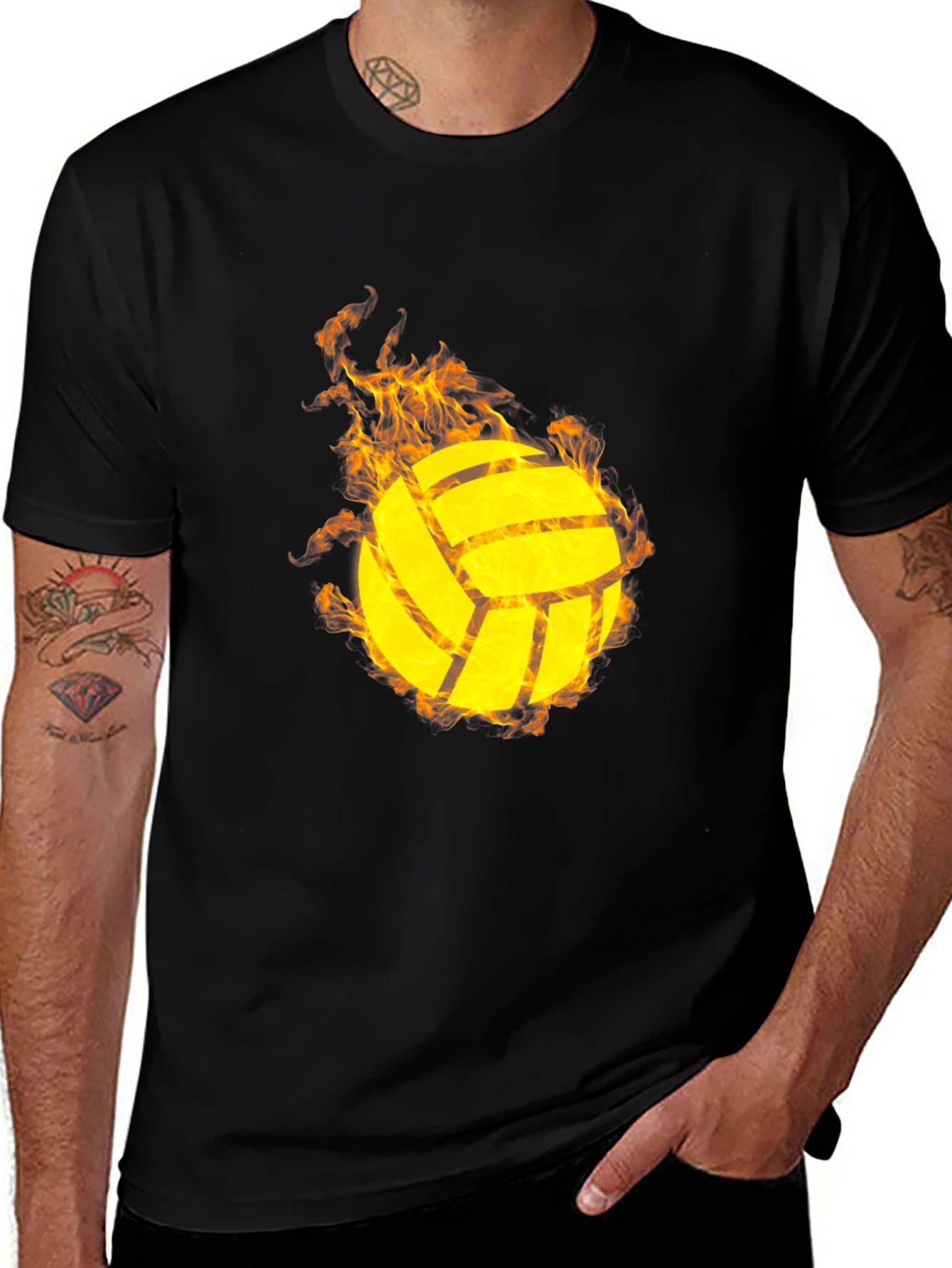 Variant 5 of Flaming Volleyball Graphic T-Shirt