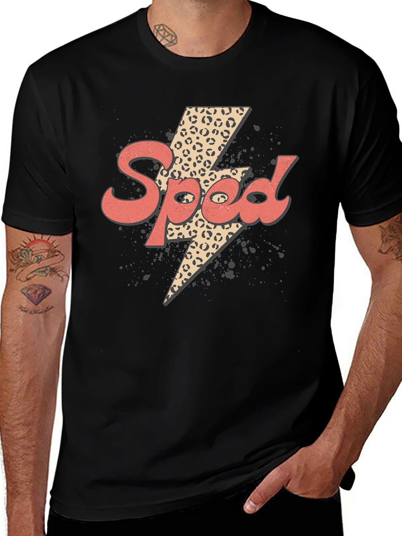 Variant 19 of Speed Leopard Lightning Bolt Graphic Tee