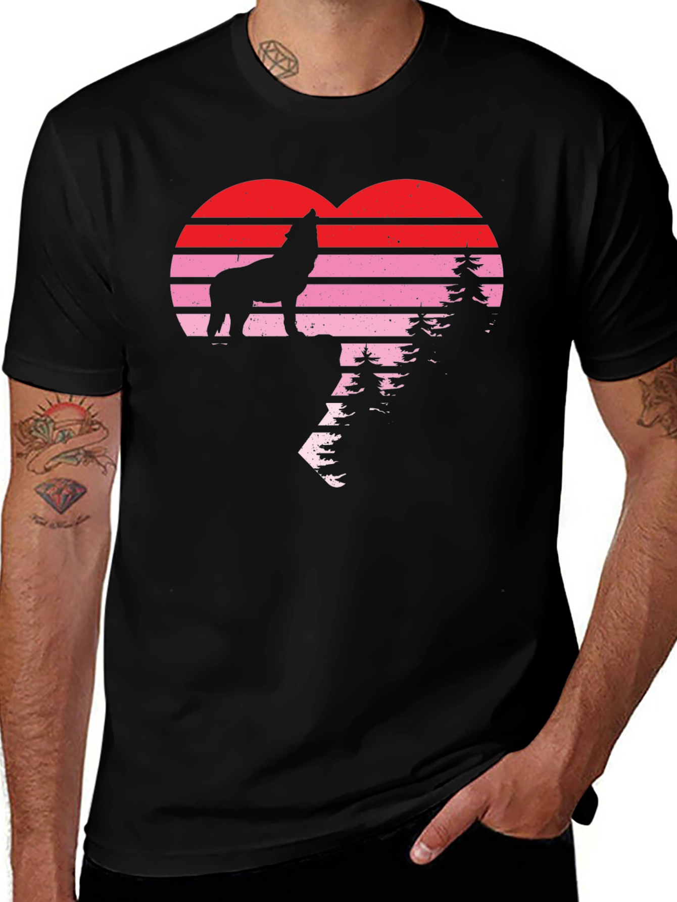 Variant 12 of Wolf Silhouette Heart T-Shirt