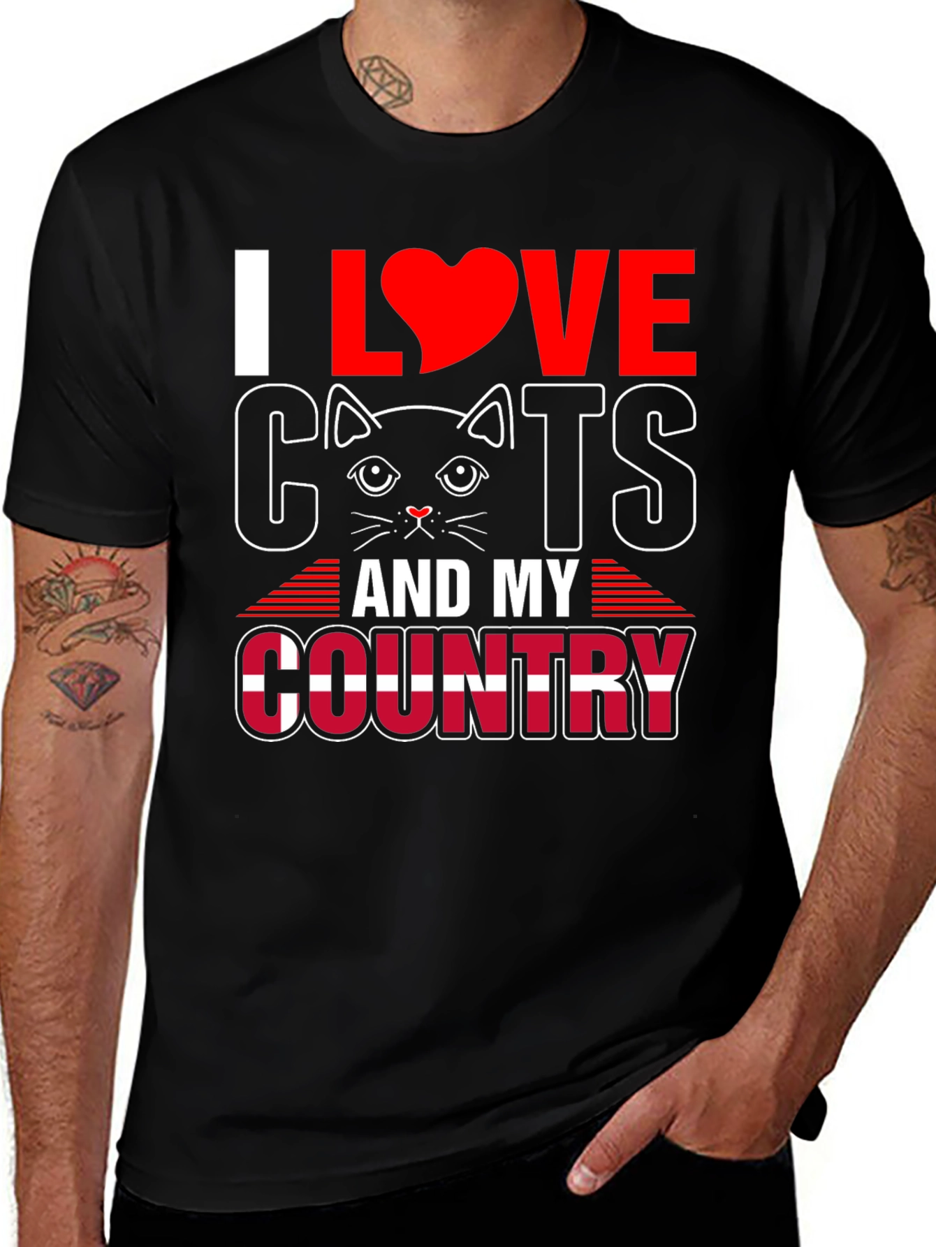 Variant 6 of I Love Cats and My Country T-Shirt