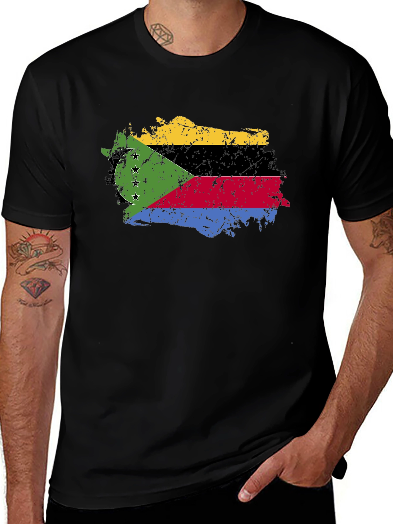 Comoros Flag Grunge T-Shirt