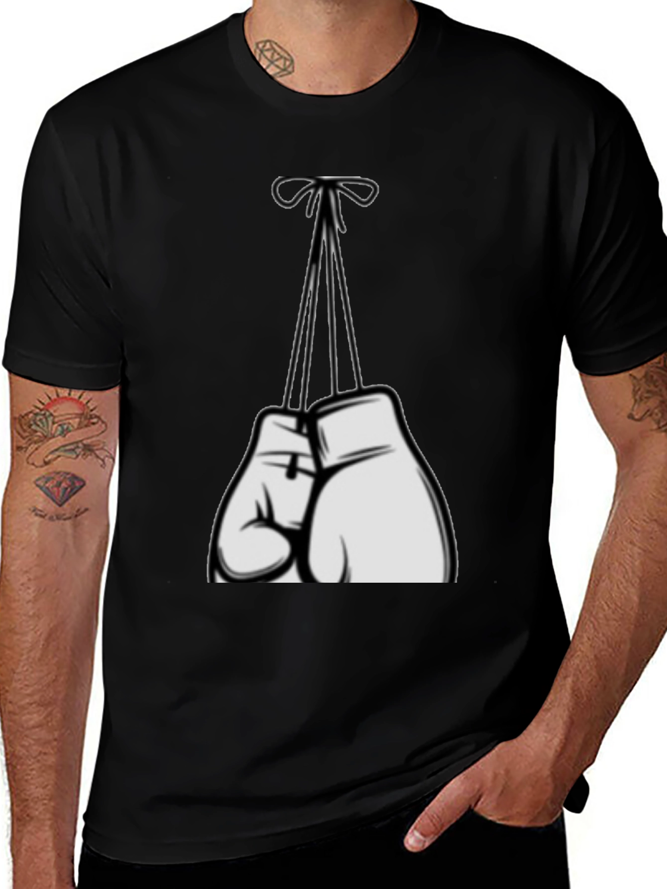 Variant 12 of Boxing Gloves Graphic Tee - Black Casual Shirt
