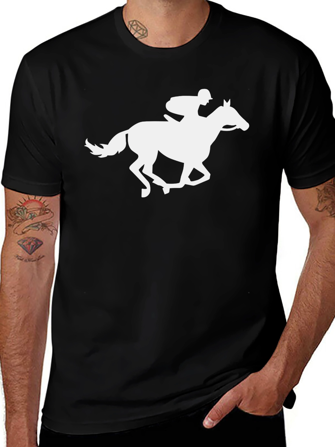 Variant 3 of Horse Racing Silhouette Black T-Shirt
