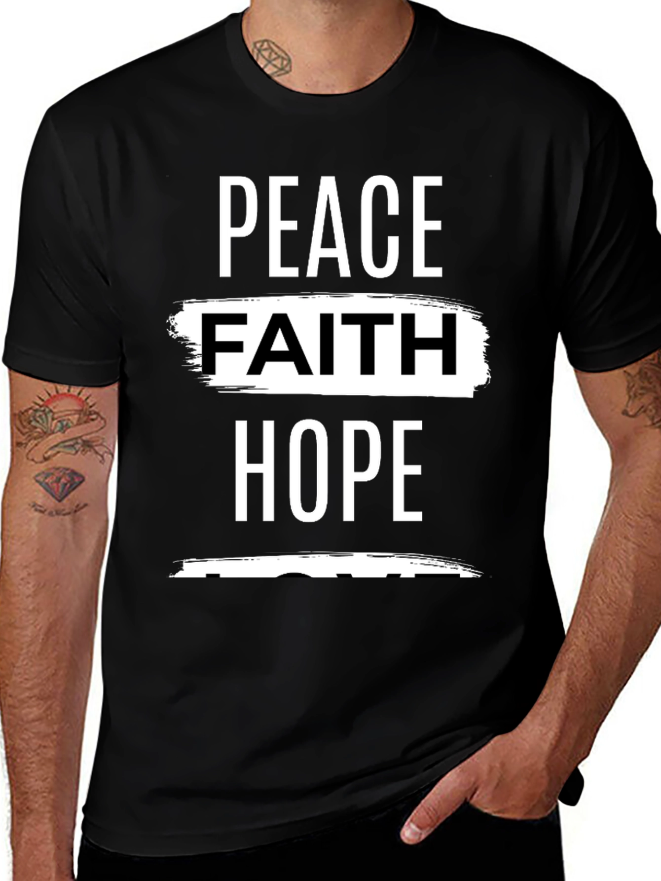Variant 19 of Peace Faith Hope Graphic Tee - Black