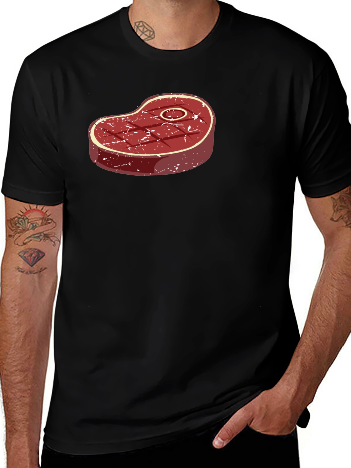 Variant 7 of Steak Graphic Tee - Black T-Shirt