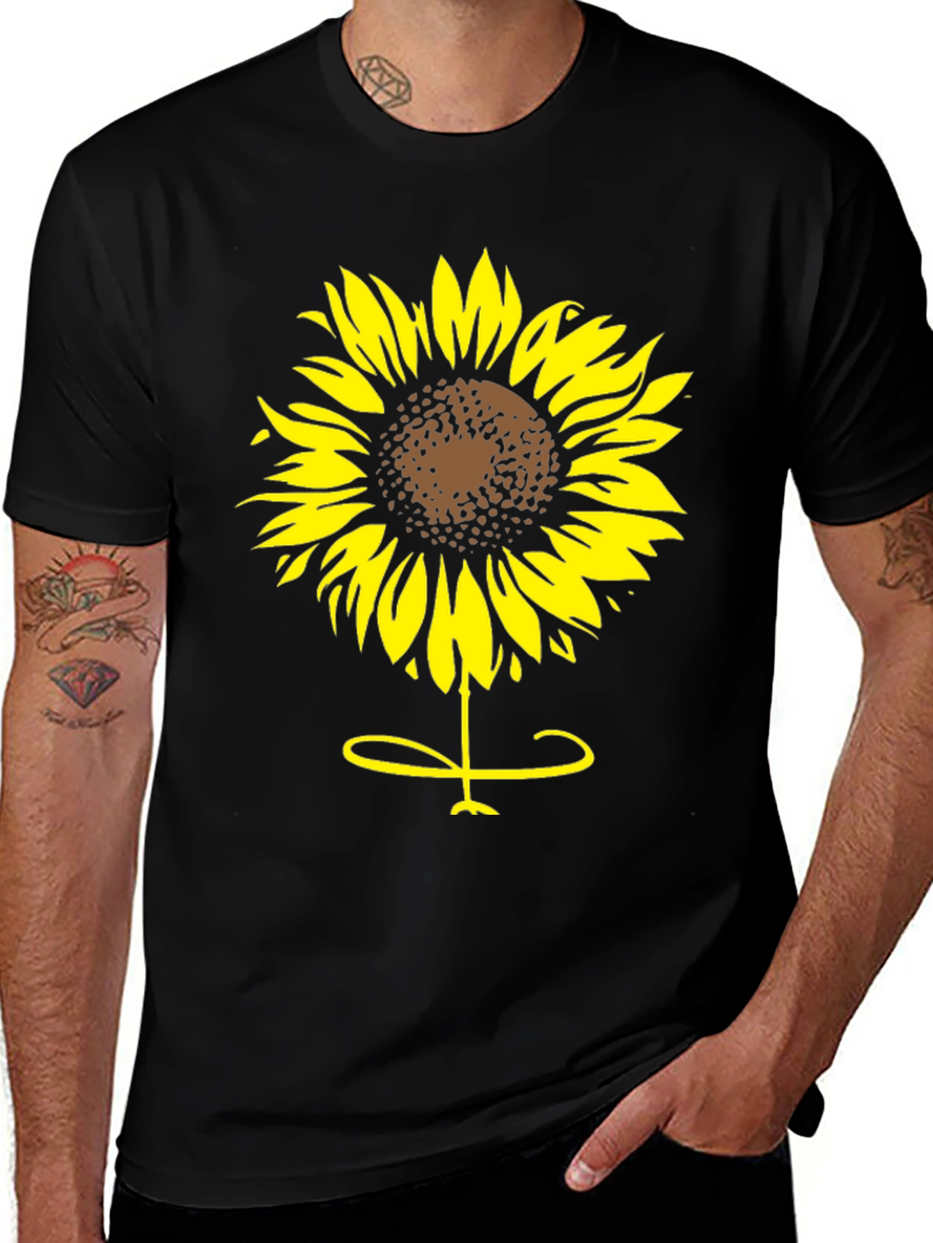 Variant 6 of Sunflower Graphic Tee - Black Cotton T-Shirt