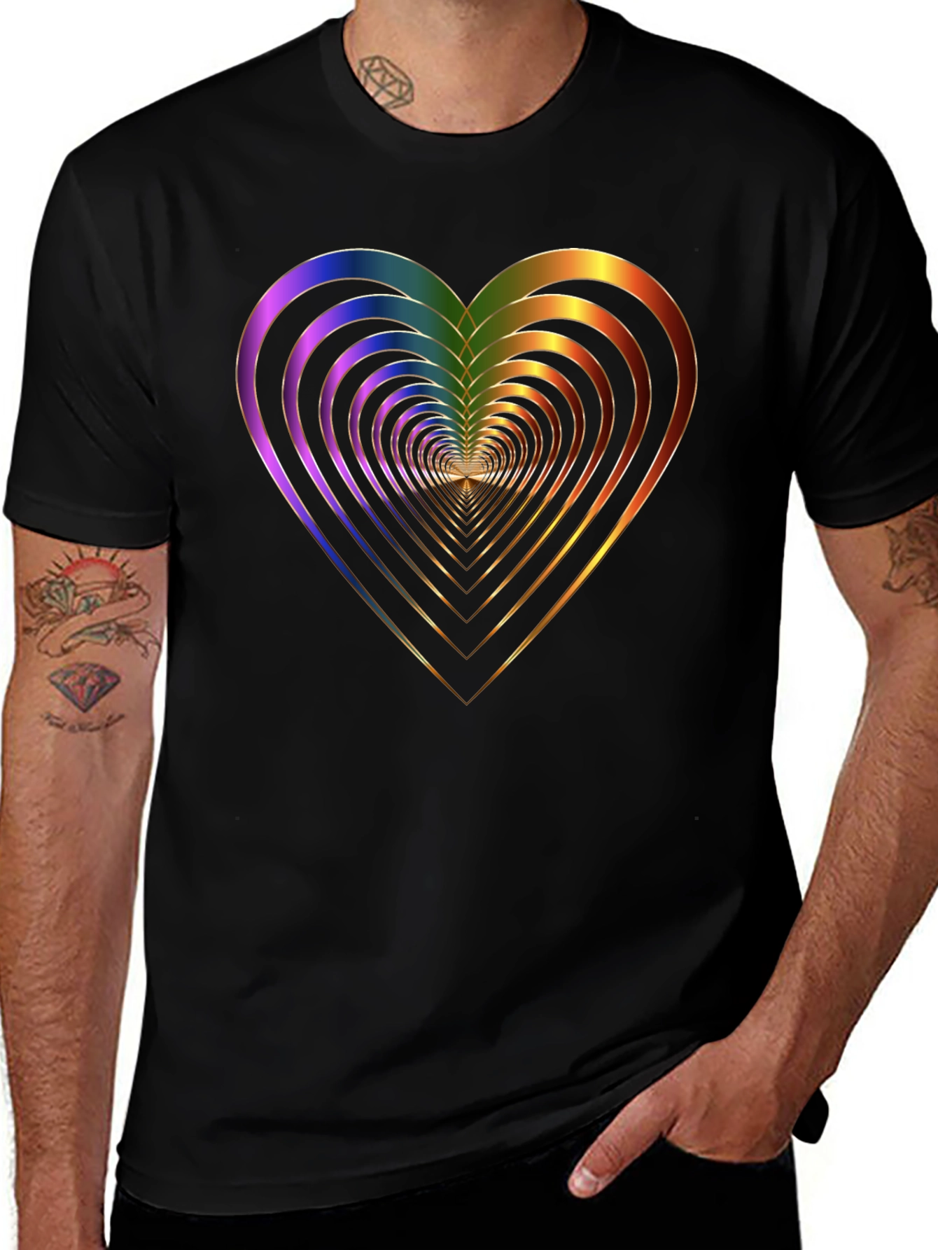 Variant 23 of Rainbow Heart Tunnel T-Shirt - Stylish Graphic Tee