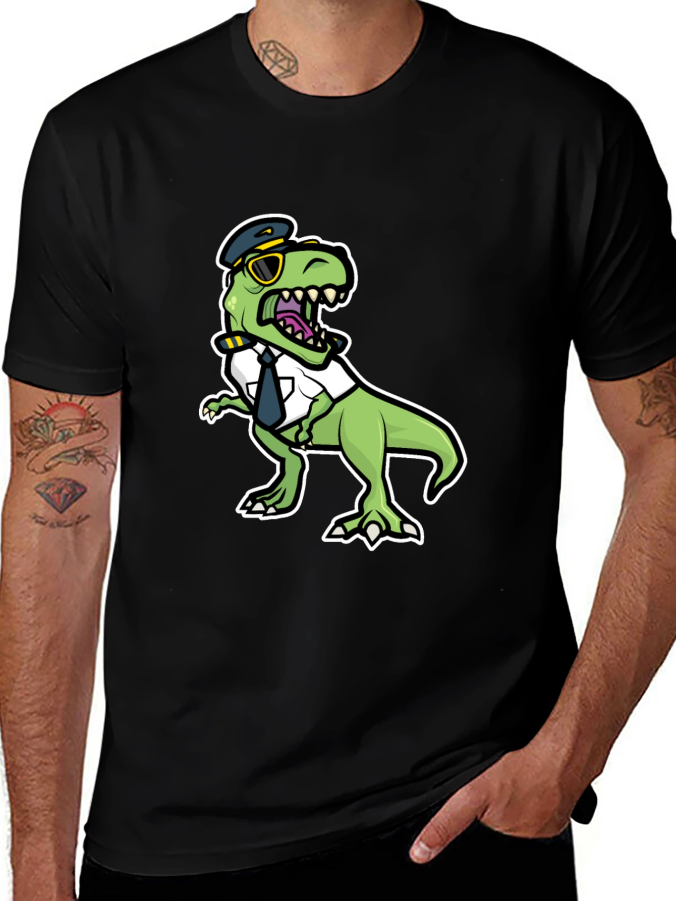 Variant 11 of Pilot Dino T-Shirt - Funny Trex Aviation Tee