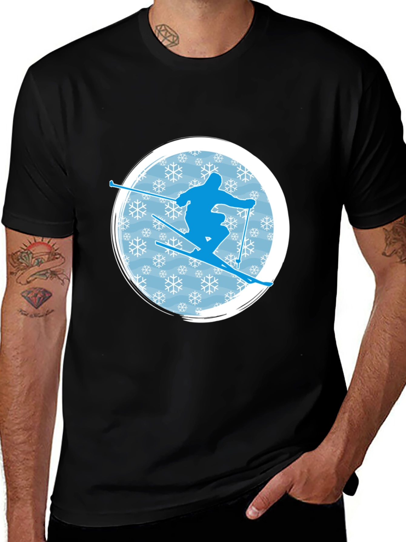 Variant 24 of Skiing Silhouette Graphic T-Shirt