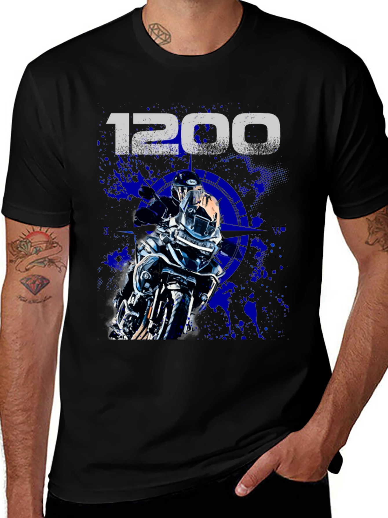 Variant 17 of Motorcycle 1200 Graphic Tee - Rider's Black T-Shirt