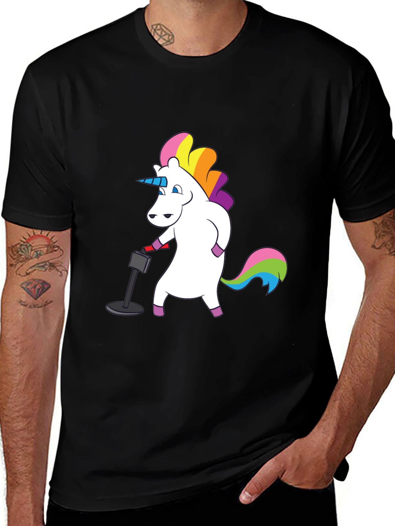 Variant 7 of Unicorn Metal Detecting T-Shirt - Black Cotton Tee