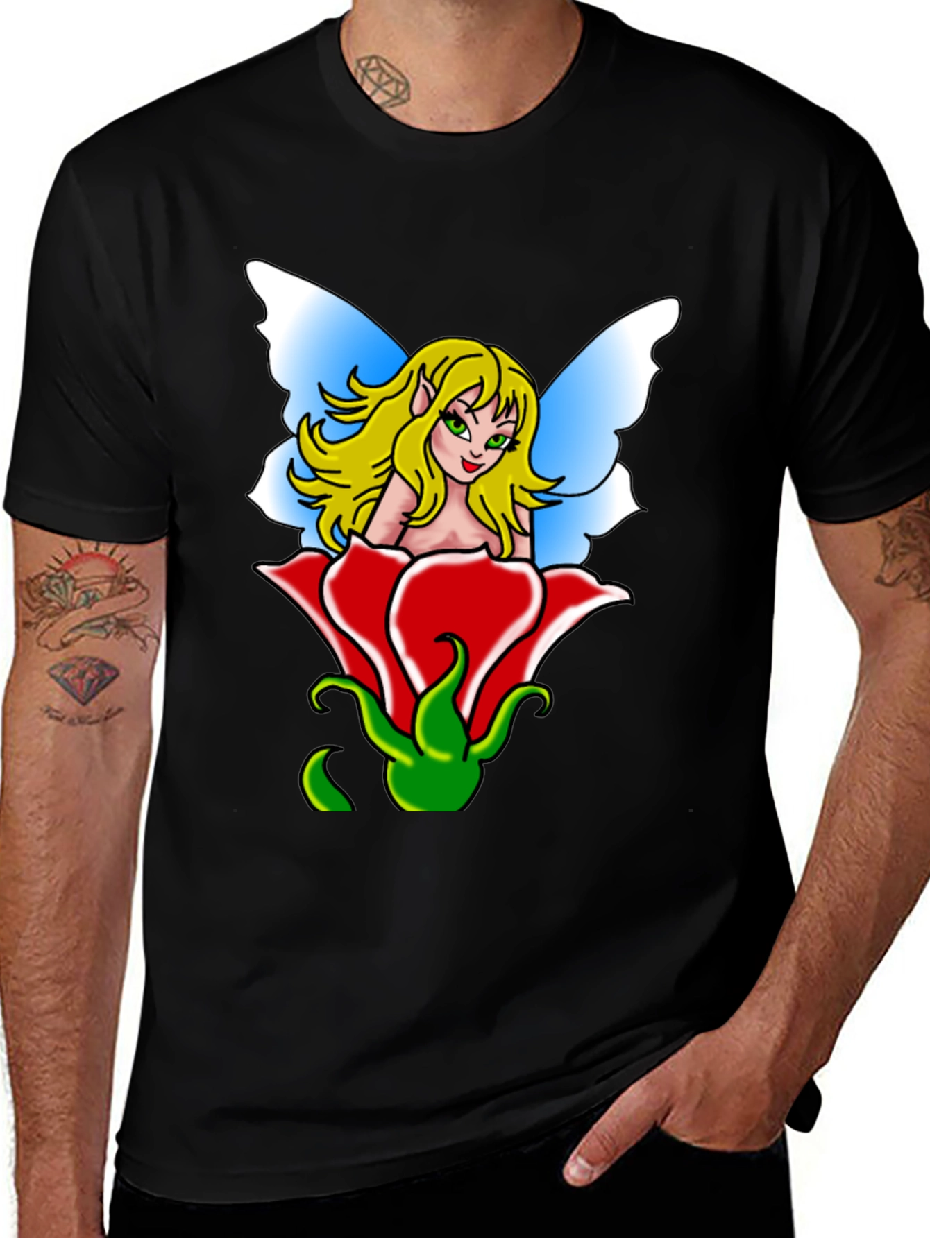 Variant 20 of Fairy in Rose Graphic Tee - Unique Men's T-Shirt