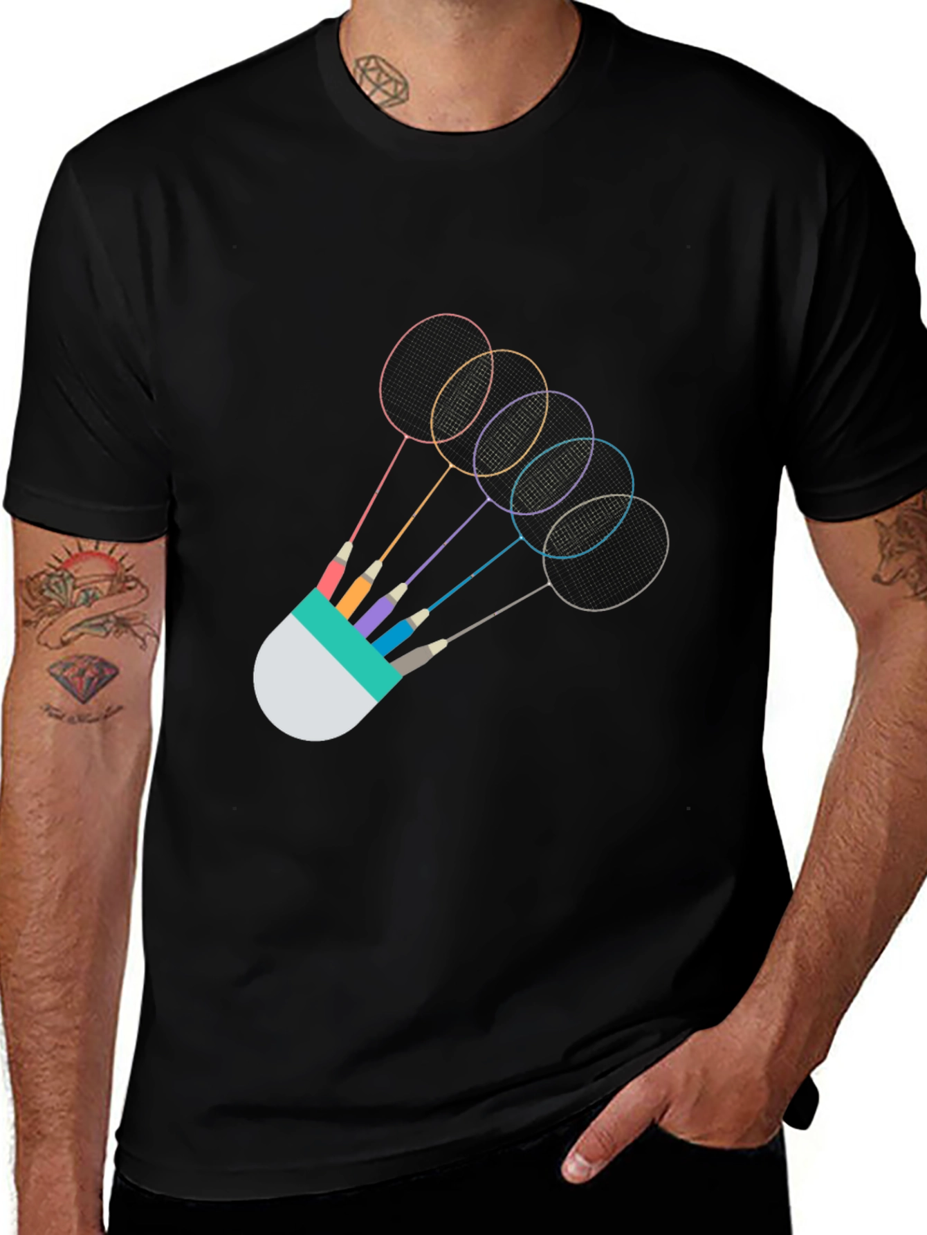 Variant 4 of Badminton Rackets Graphic Tee - Unique Sportswear