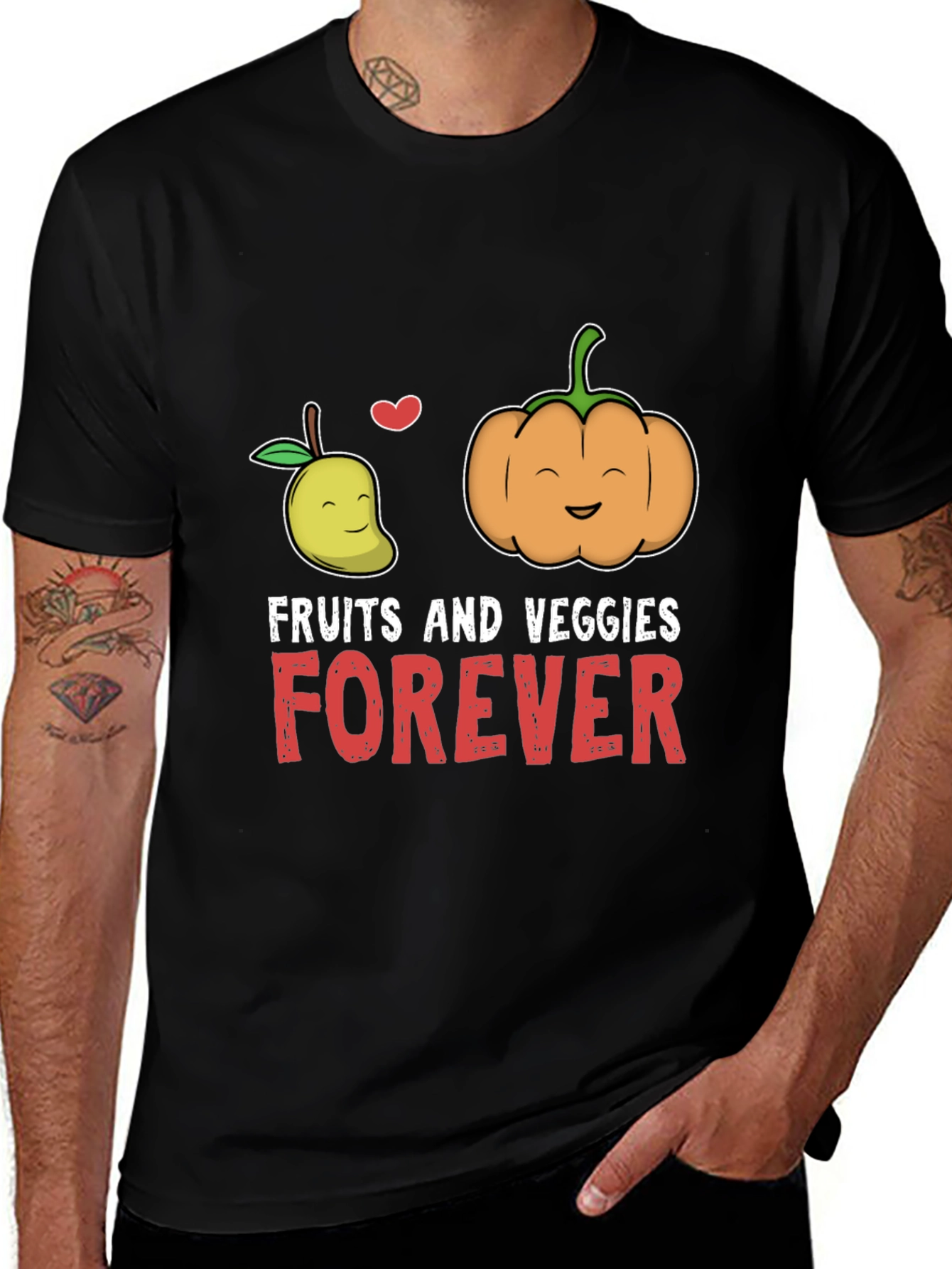 Fruits and Veggies Forever Black T-Shirt