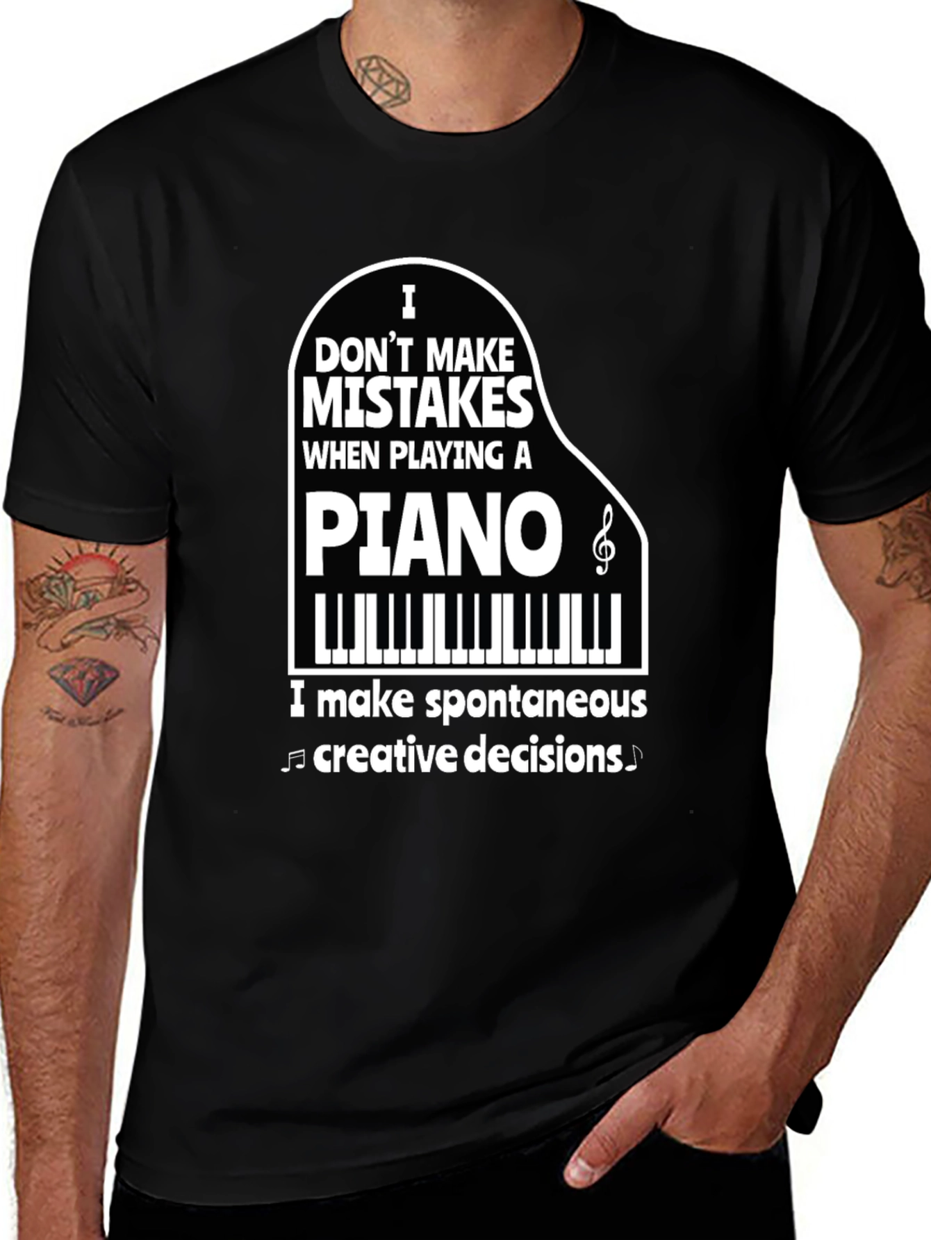 Variant 9 of I Don't Make Mistakes Piano Player Black T-Shirt