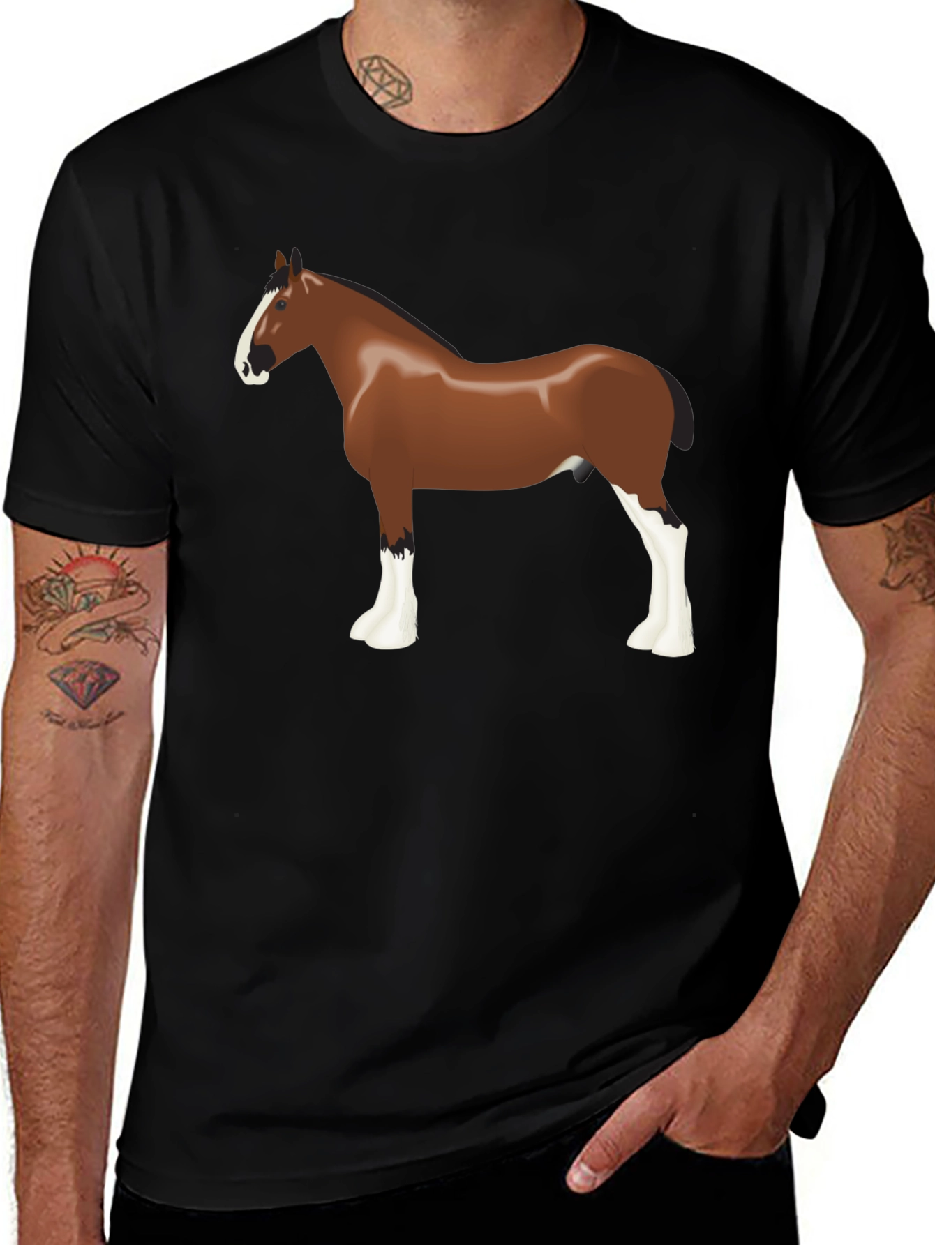Variant 28 of Horse Graphic Black T-Shirt