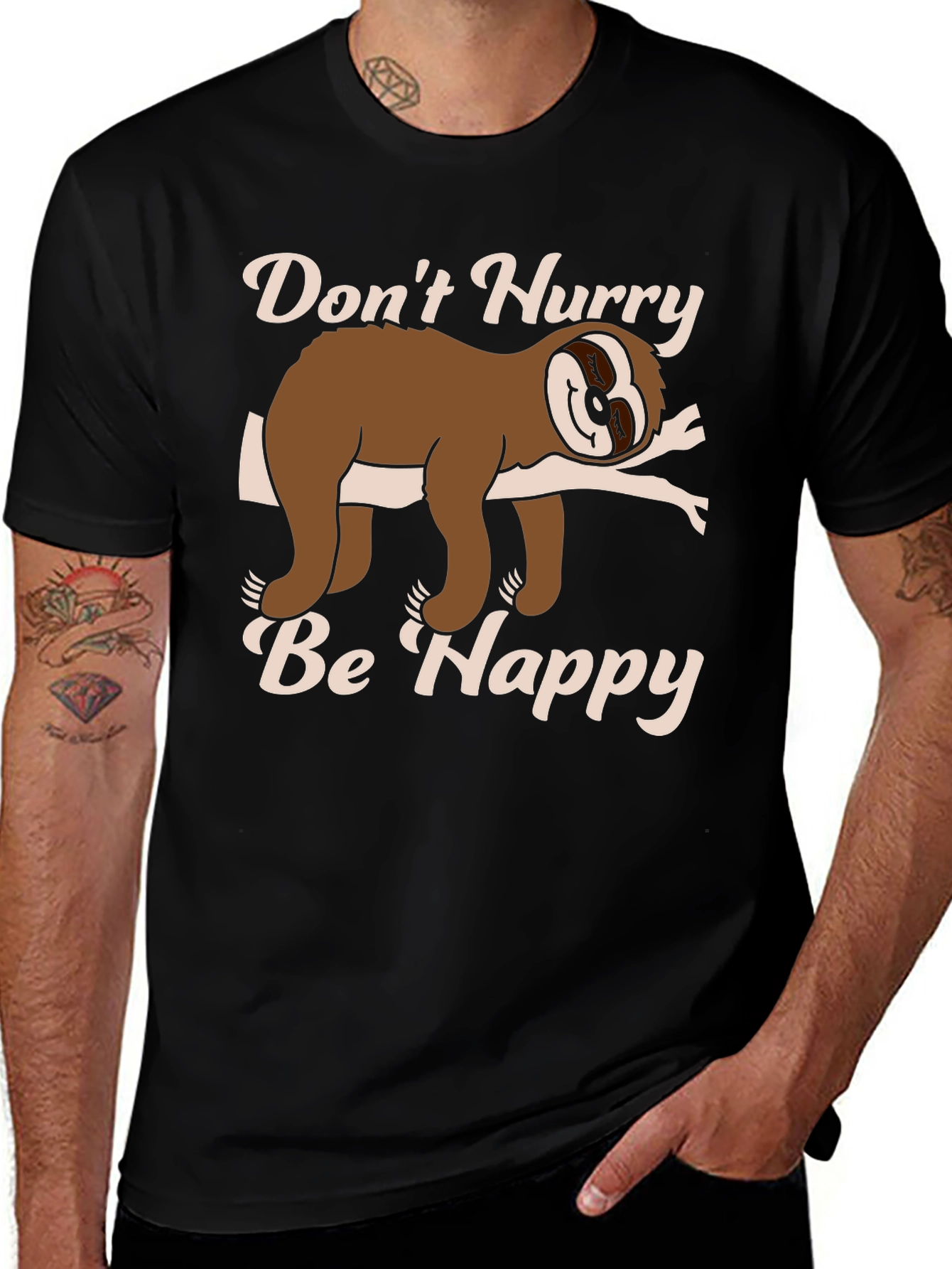 Variant 3 of Don't Hurry Be Happy Sloth T-Shirt