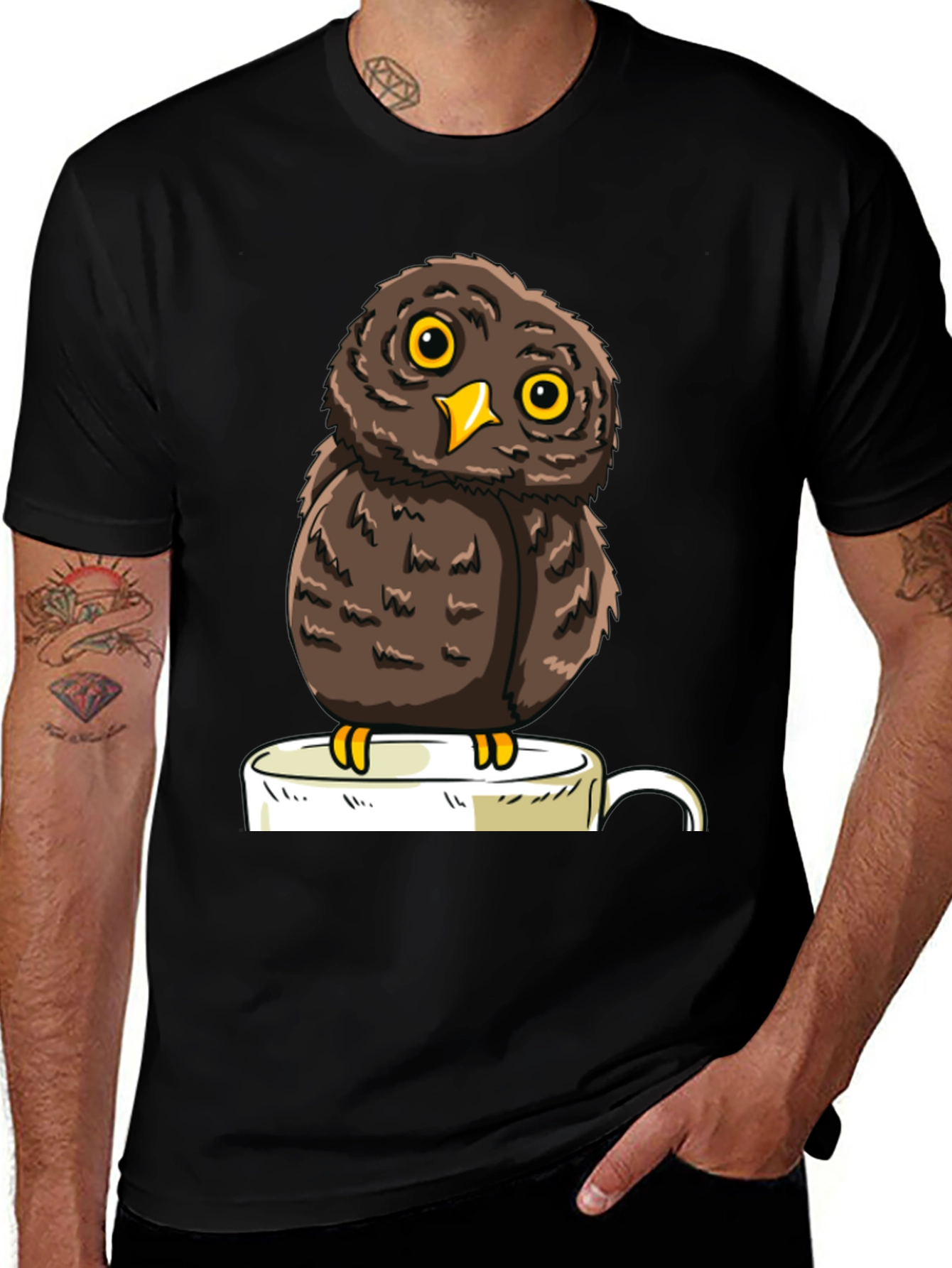 Variant 23 of Owl in Coffee Cup T-Shirt